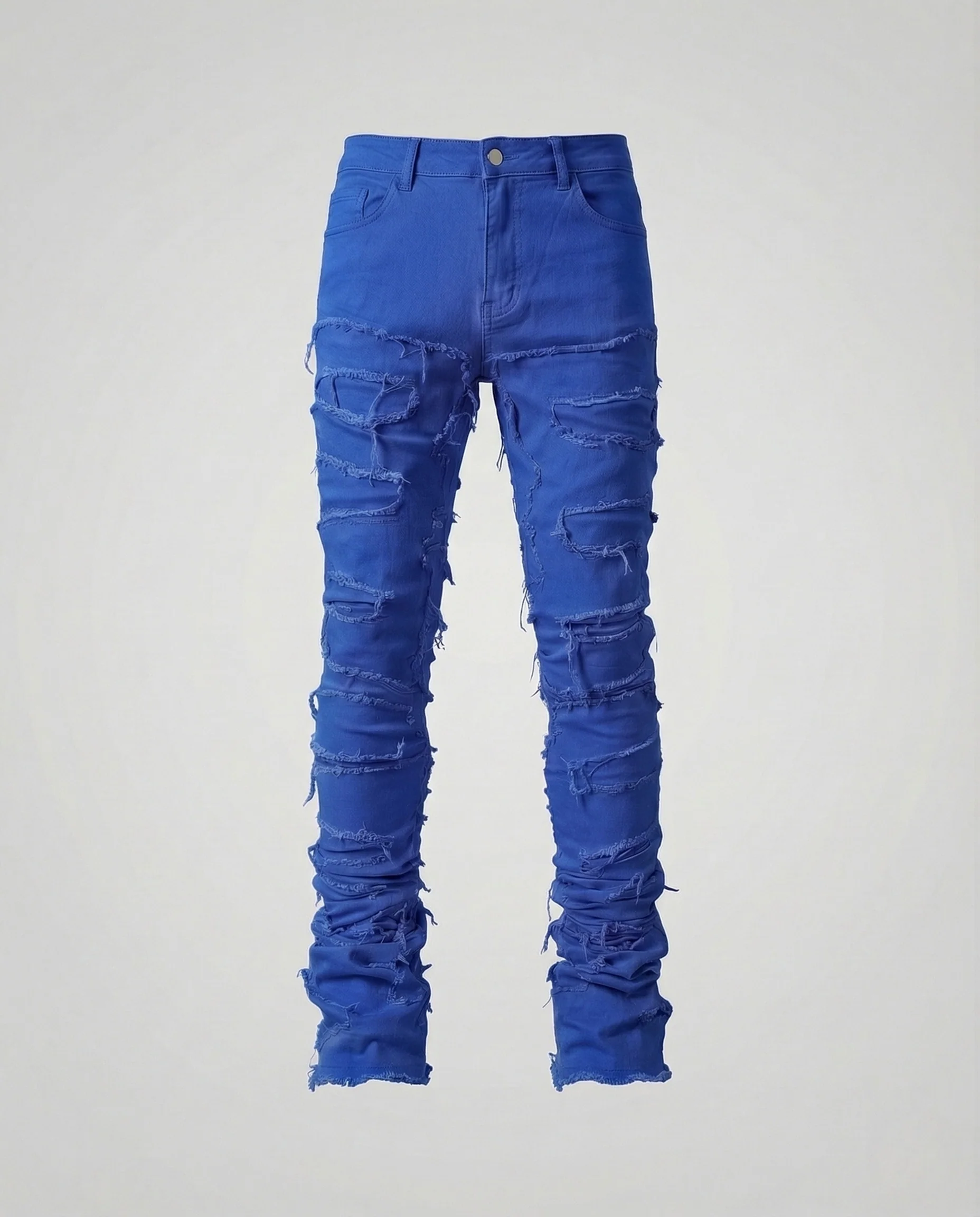Damen High Waist Destroy Jeans mit Fransen Skinny Denim - Image 6