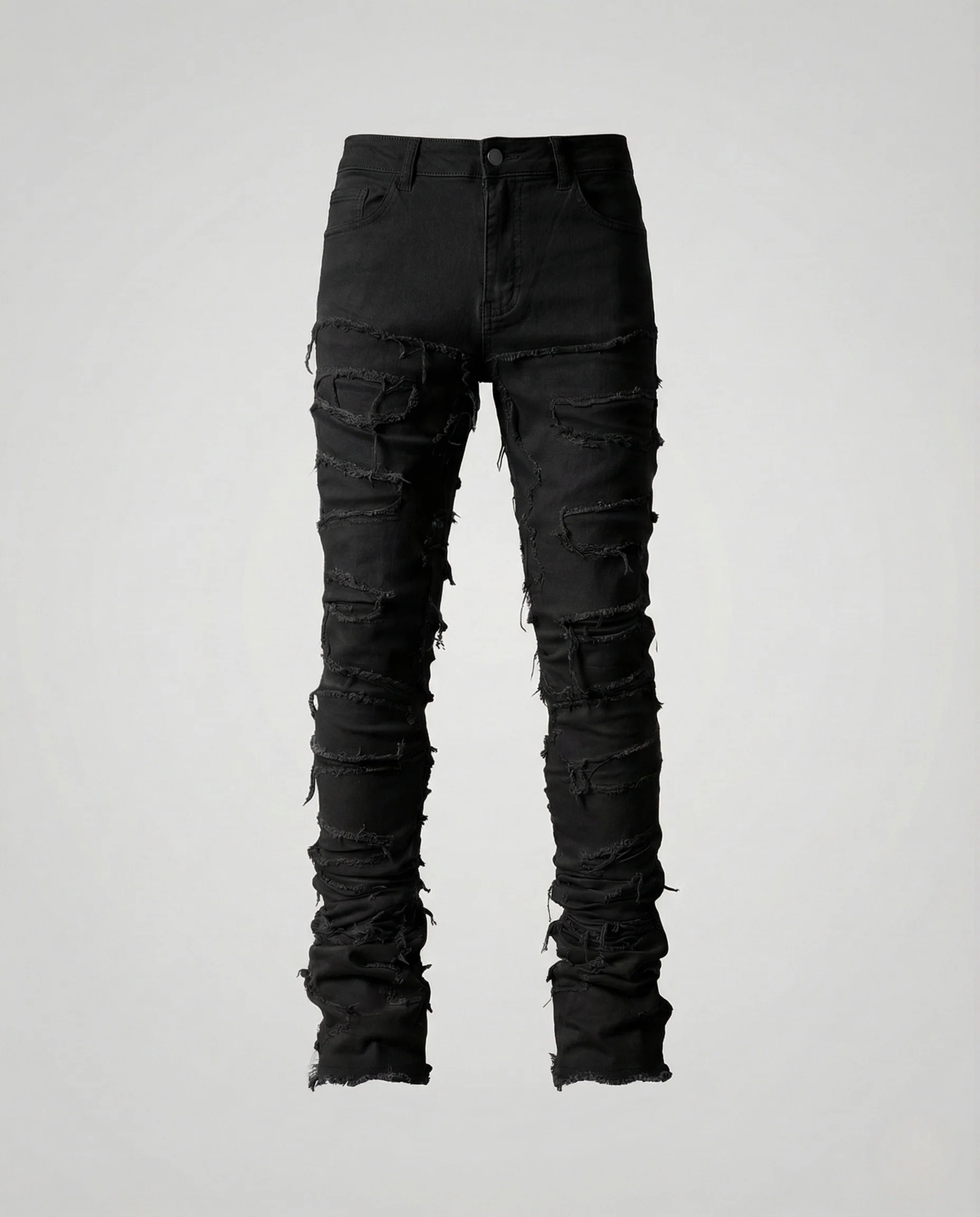 Damen High Waist Destroy Jeans mit Fransen Skinny Denim - Image 7