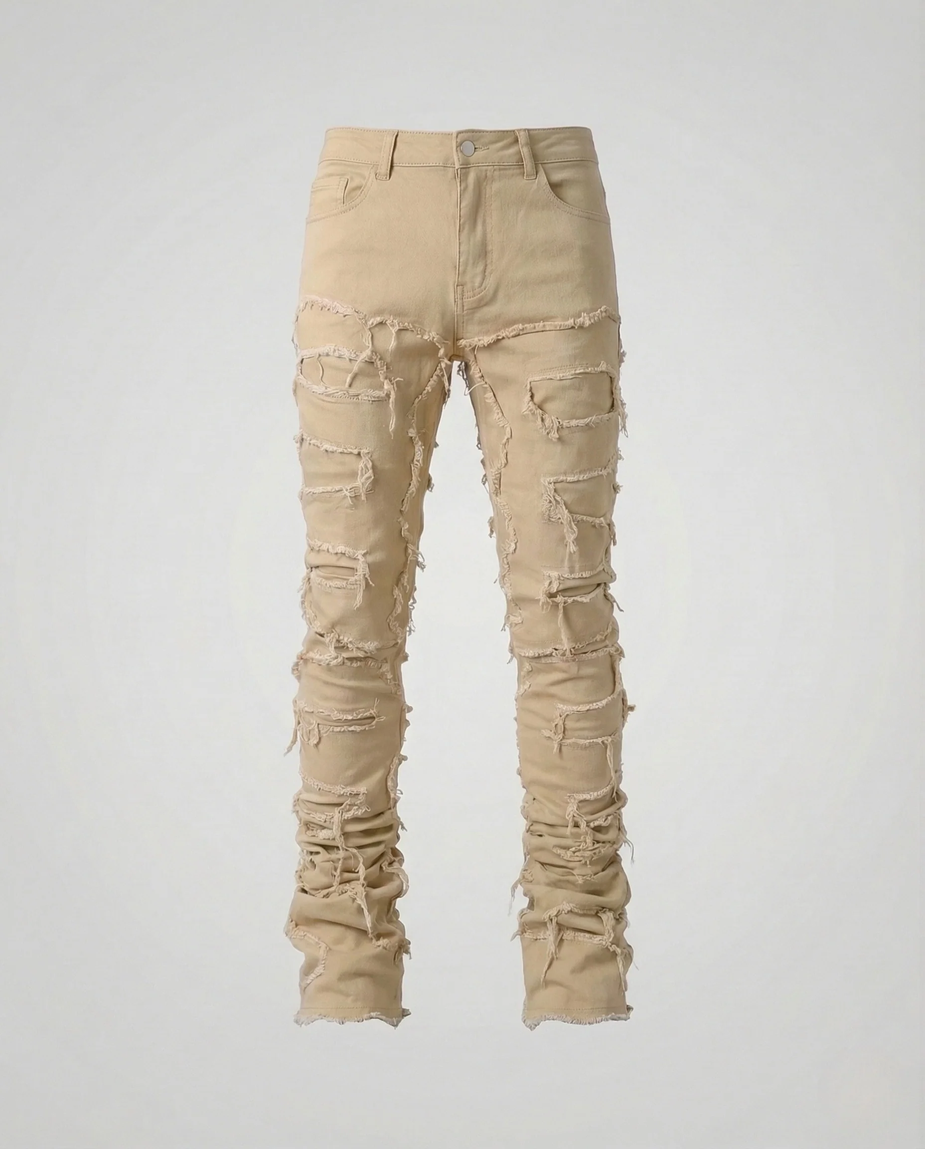 Damen High Waist Destroy Jeans mit Fransen Skinny Denim - Image 8