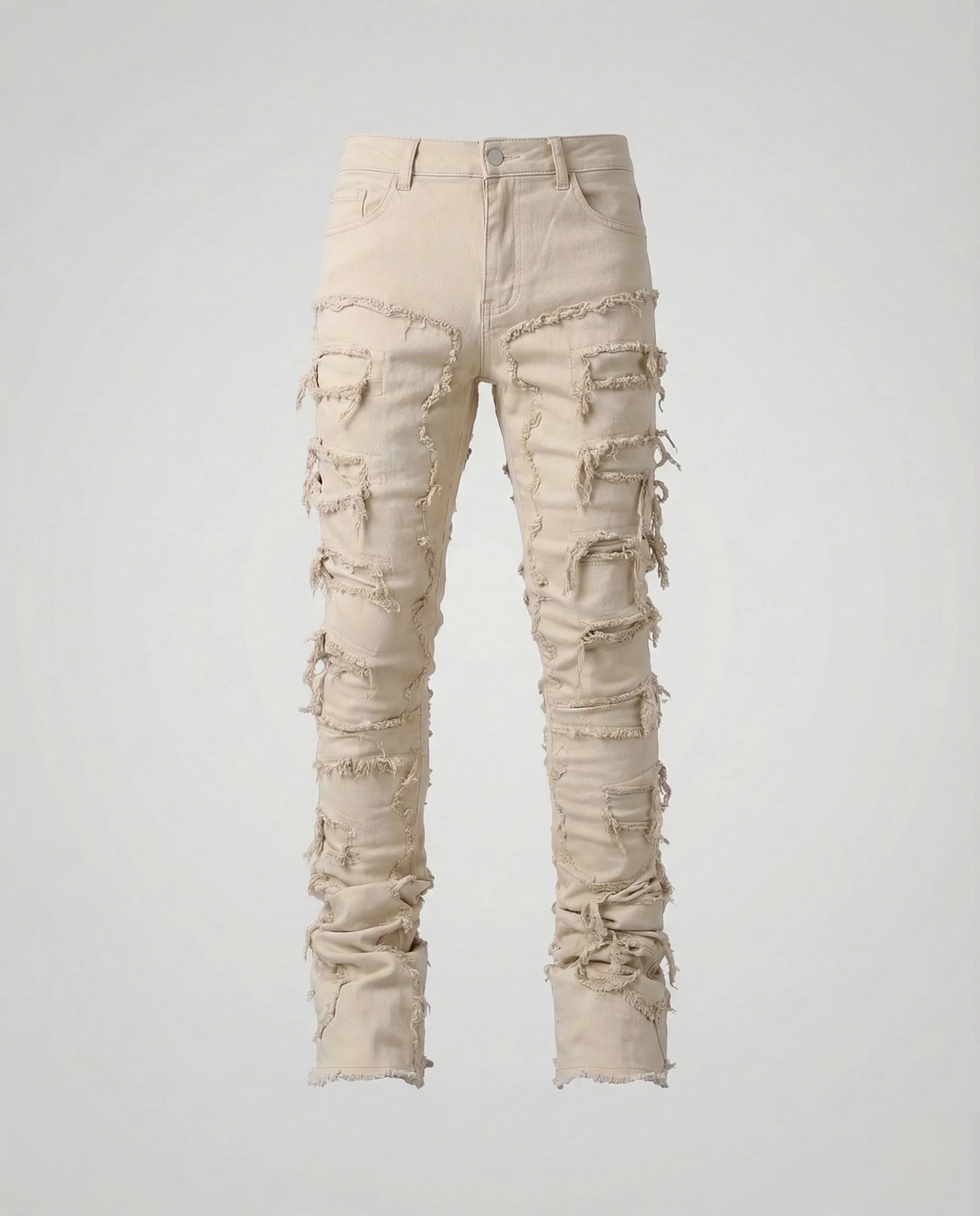 Damen High Waist Destroy Jeans mit Fransen Skinny Denim - Image 9