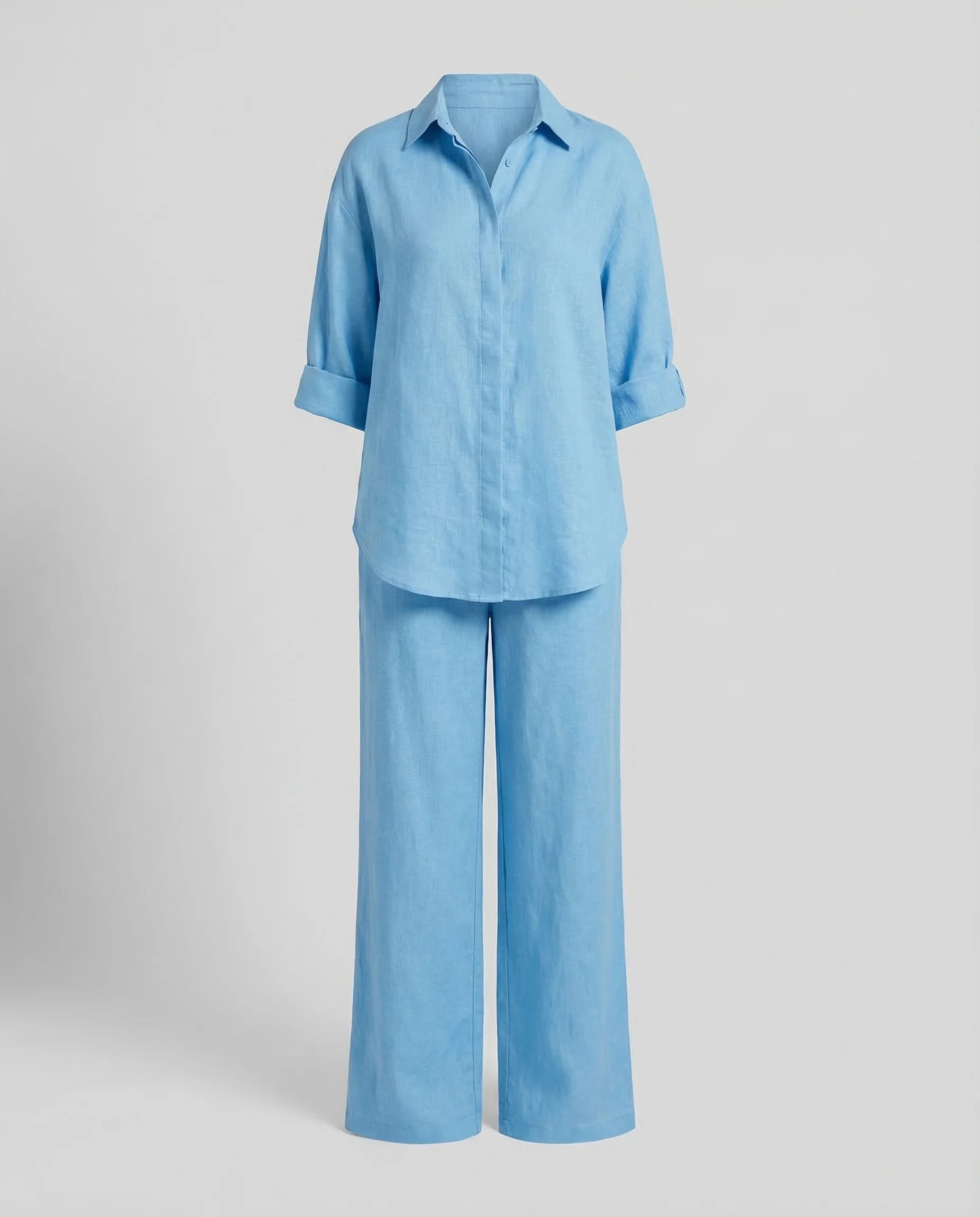 Damen Leinen Set Hemd Hose - Image 4