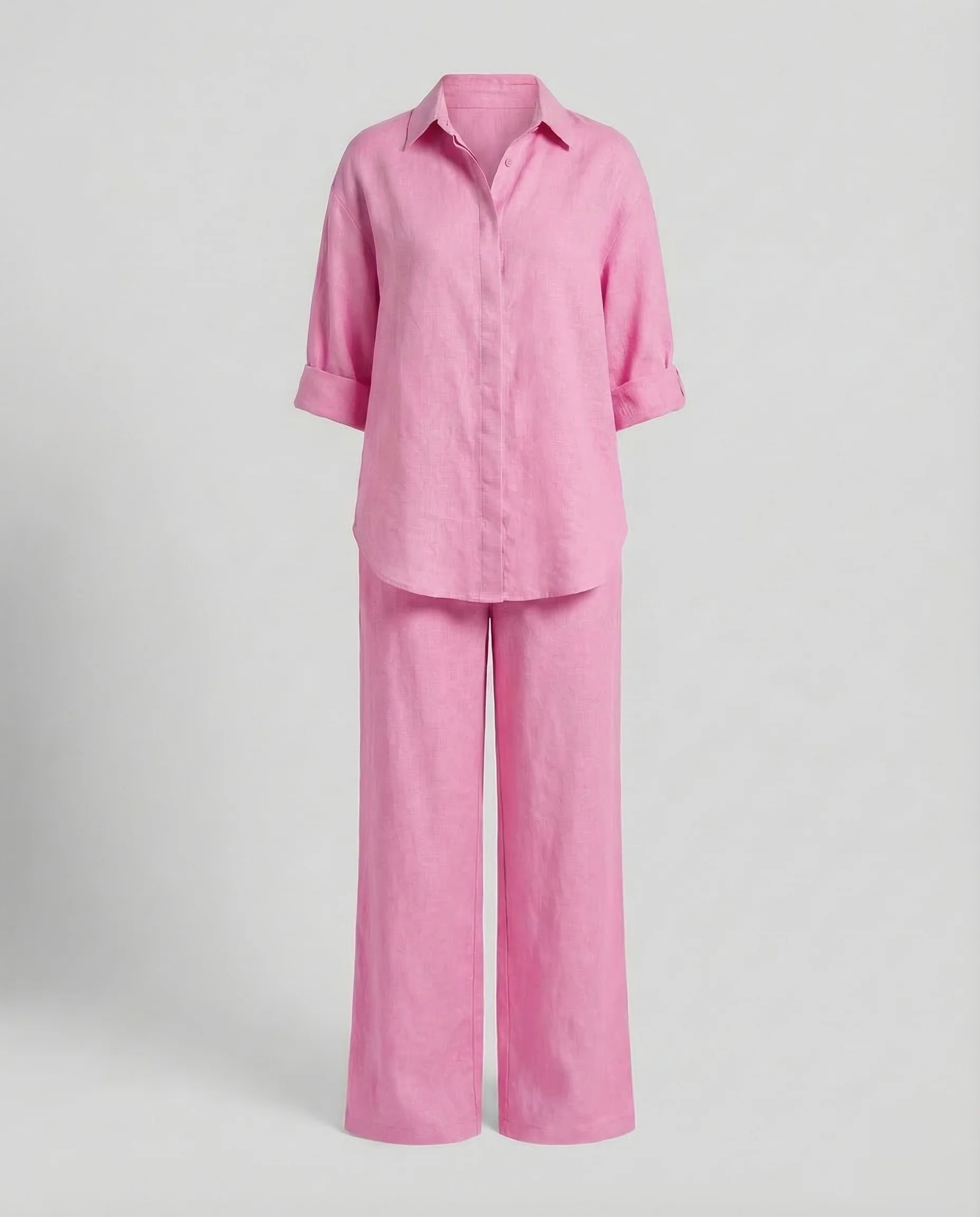 Damen Leinen Set Hemd Hose - Image 6