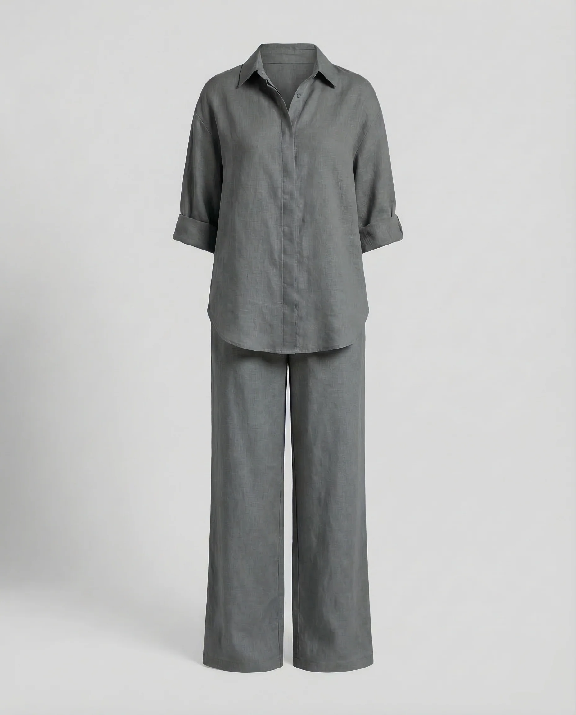 Damen Leinen Set Hemd Hose - Image 7