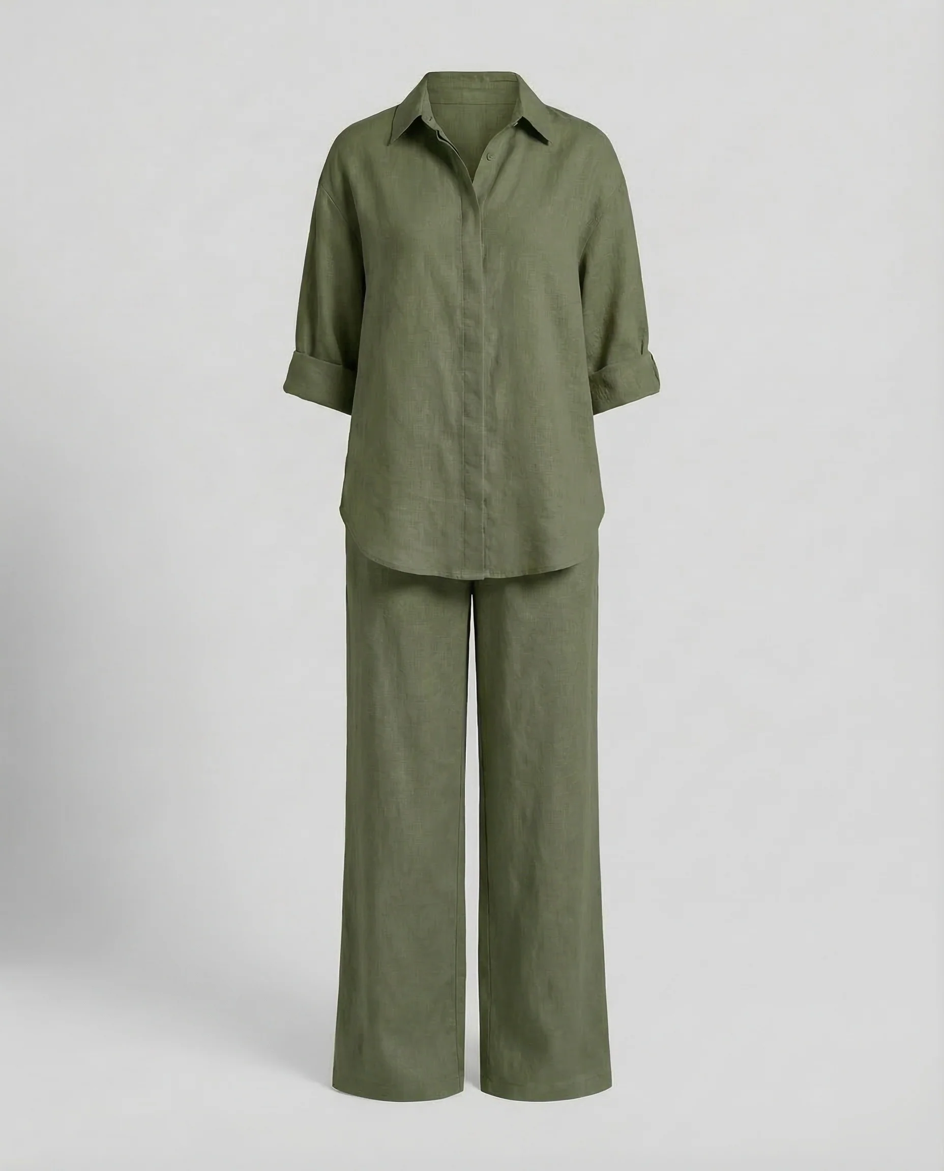 Damen Leinen Set Hemd Hose - Image 8