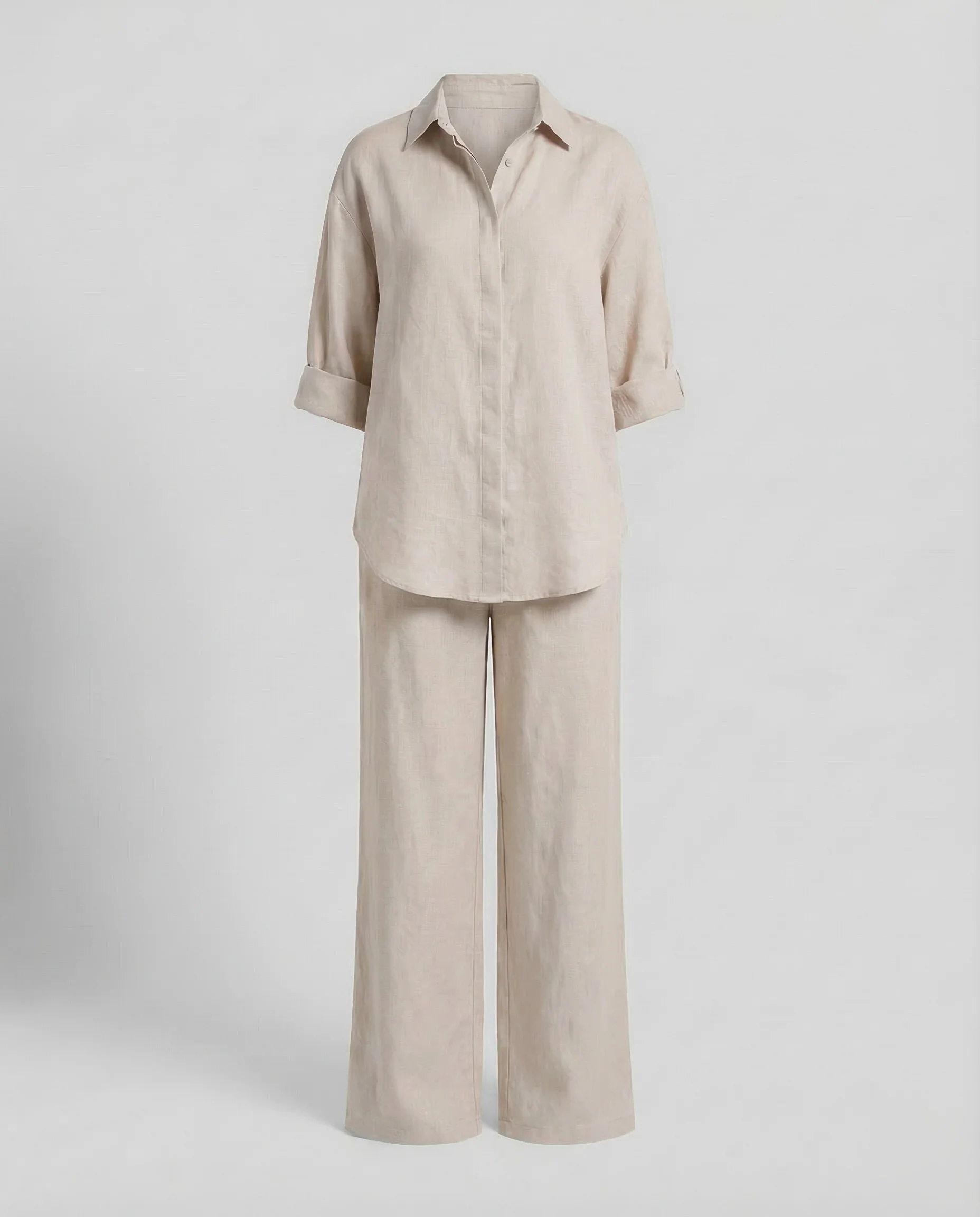 Damen Leinen Set Hemd Hose - Image 9