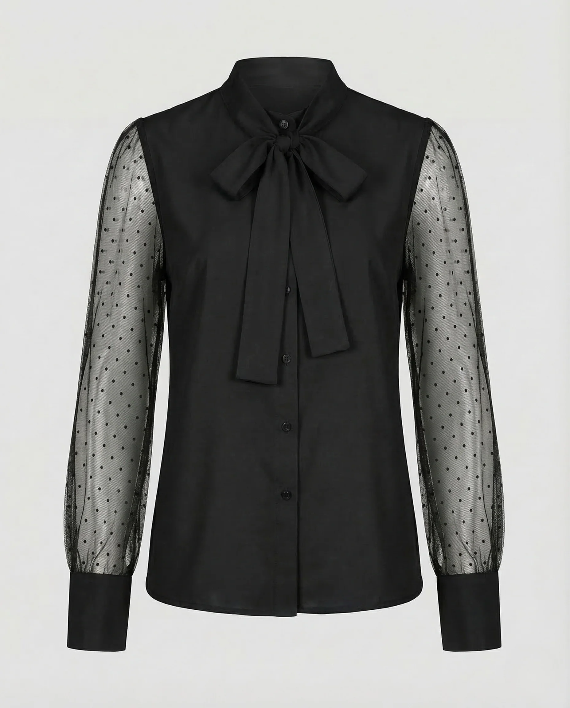 Damen Chiffonbluse Schleifenkragen Perlen - Image 6