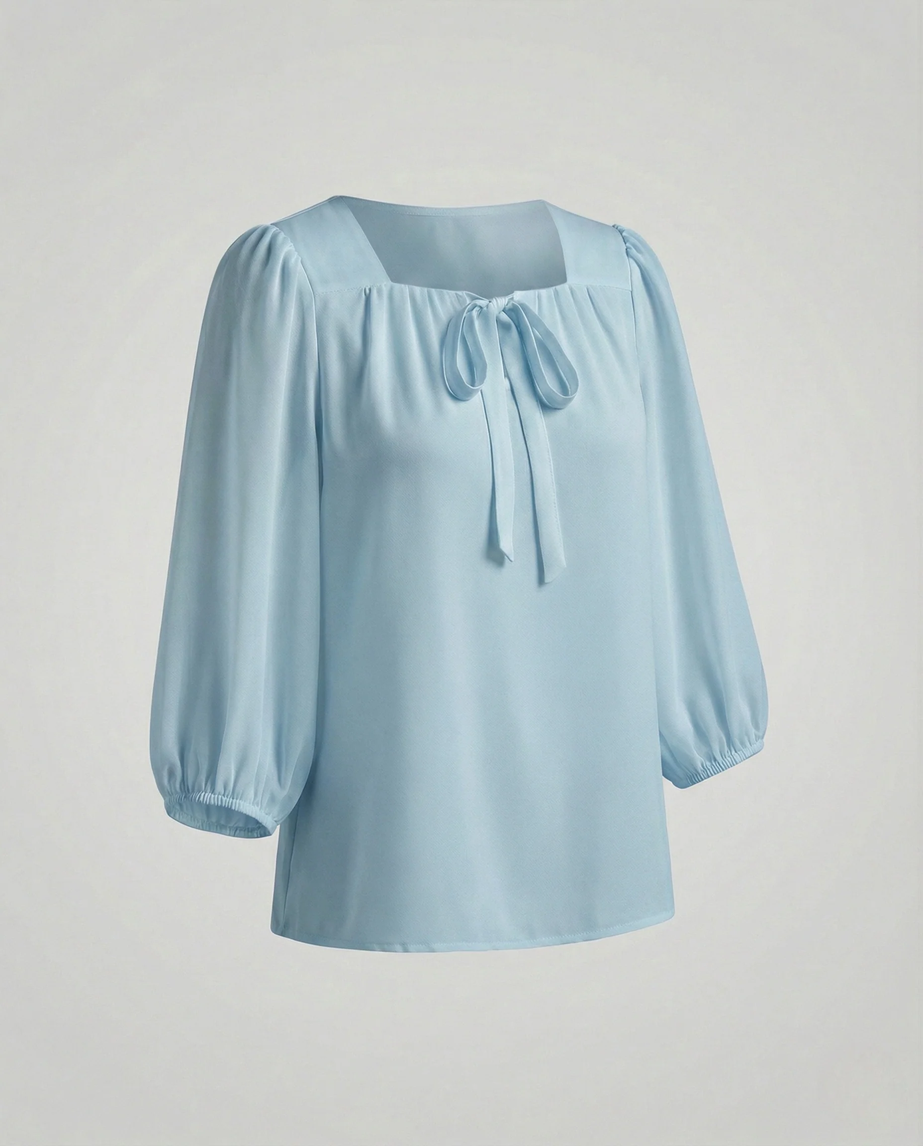 Damen Satin Schluppenbluse mit 3/4 Ballonärmeln - Image 5