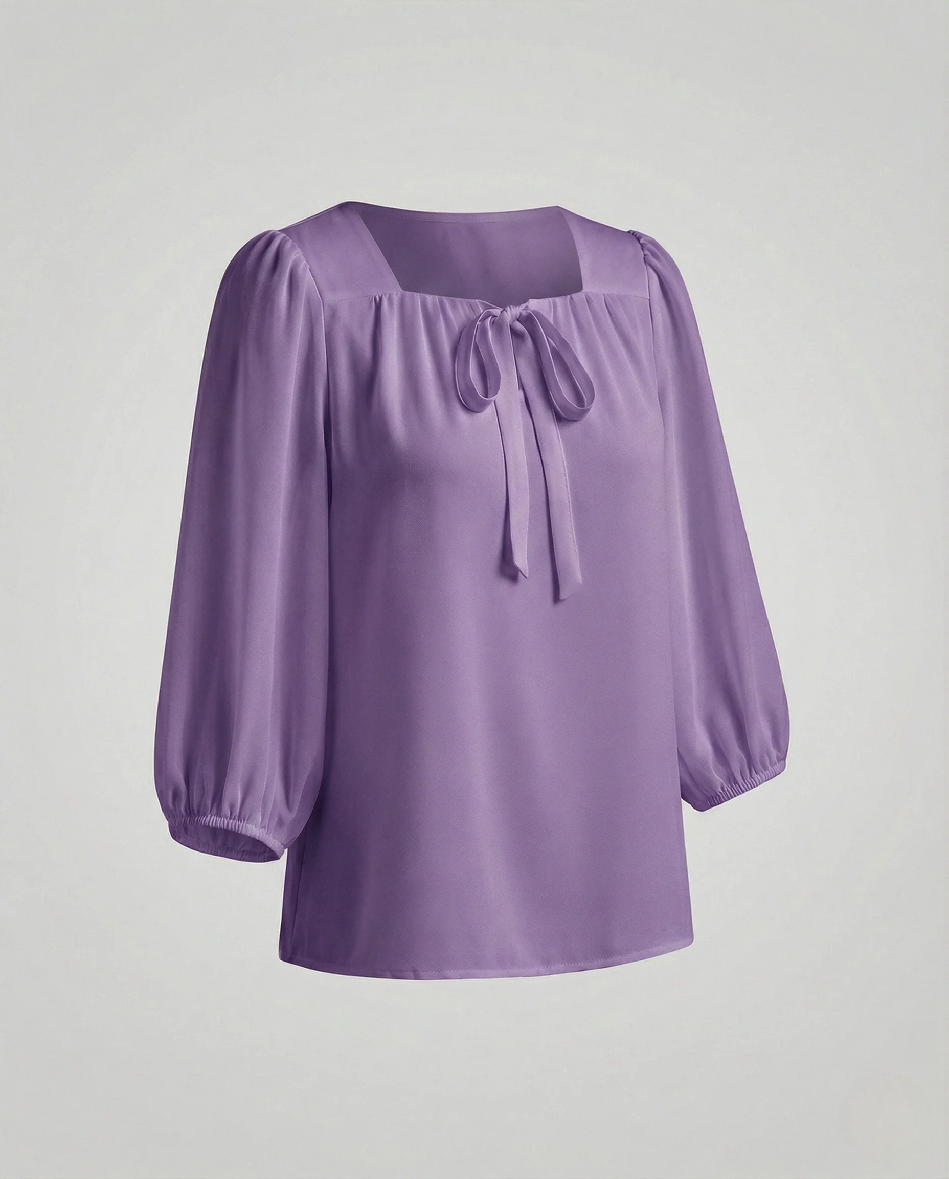 Damen Satin Schluppenbluse mit 3/4 Ballonärmeln - Image 8