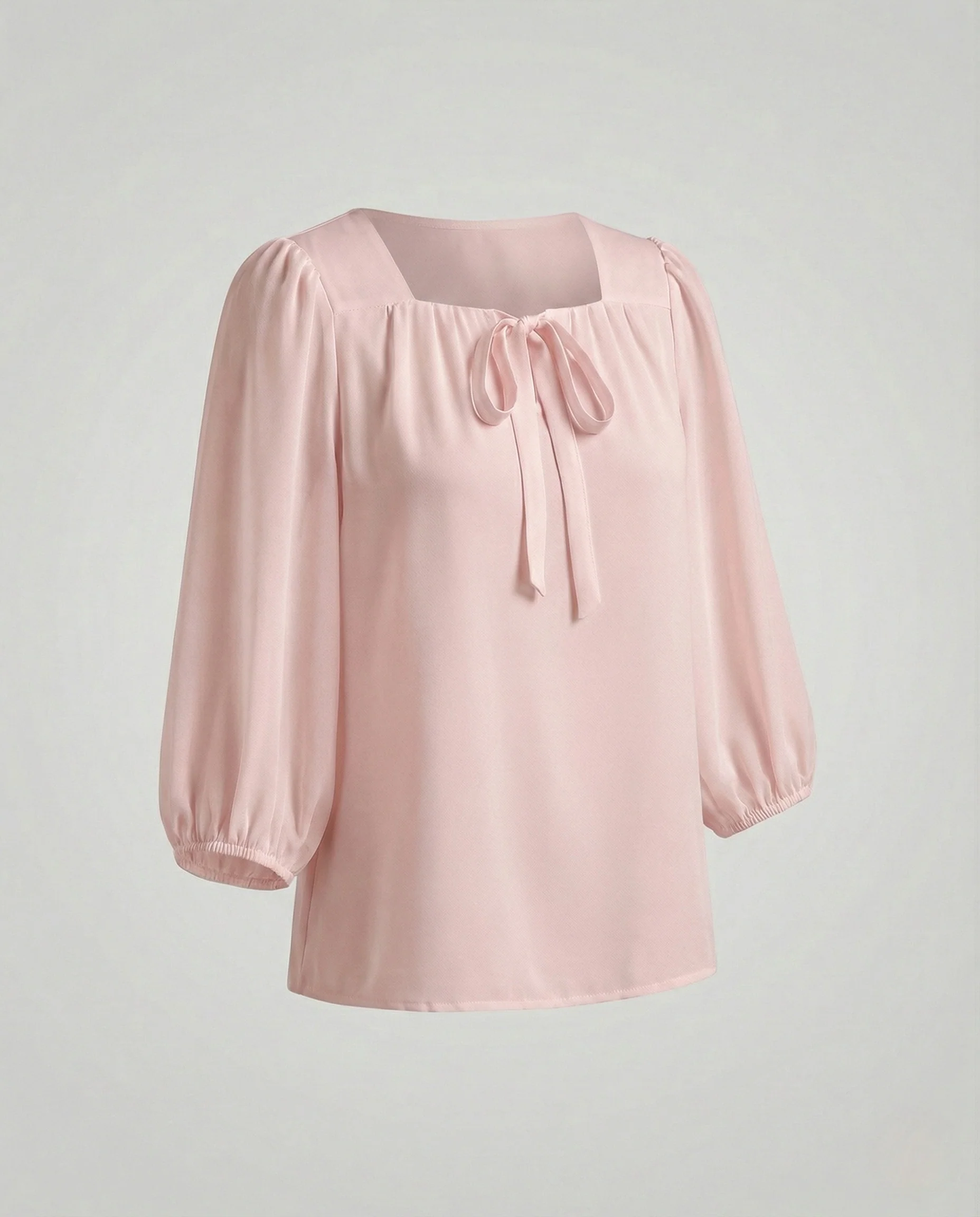 Damen Satin Schluppenbluse mit 3/4 Ballonärmeln - Image 9