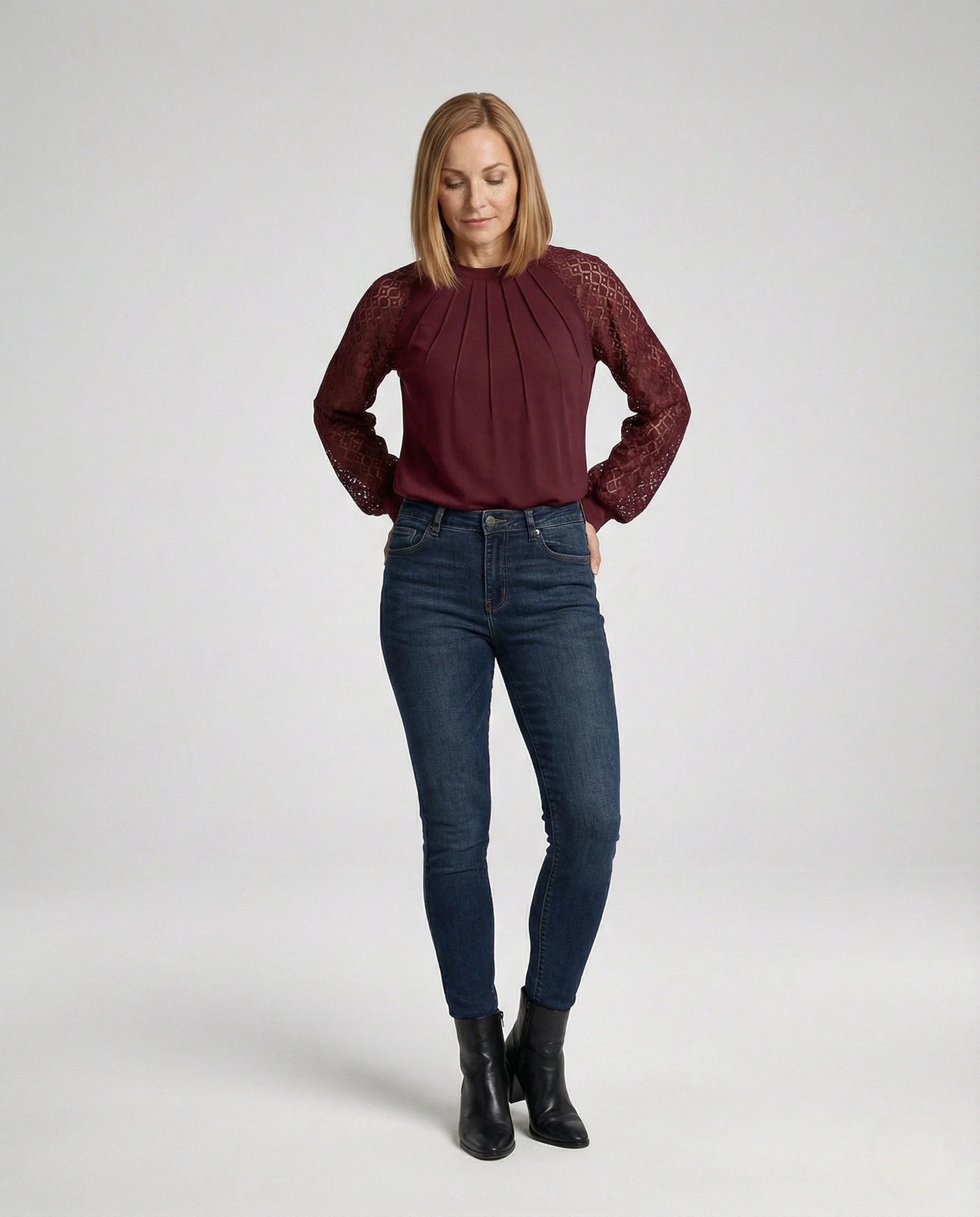 Damen Bluse Spitze elegant