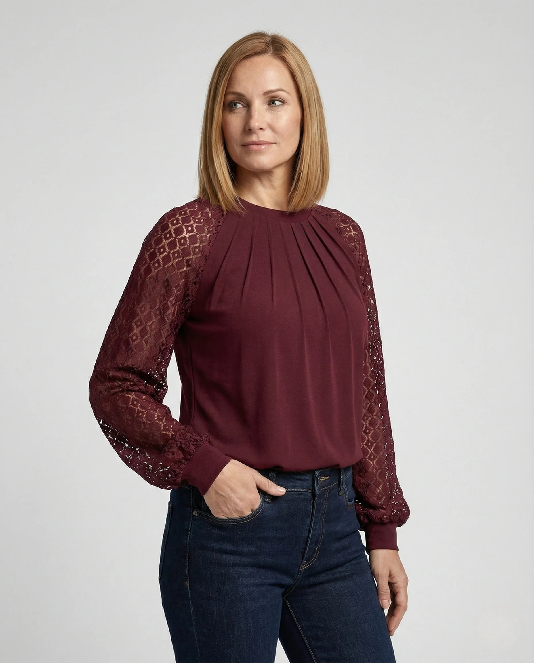 Damen Bluse Spitze elegant - Image 2