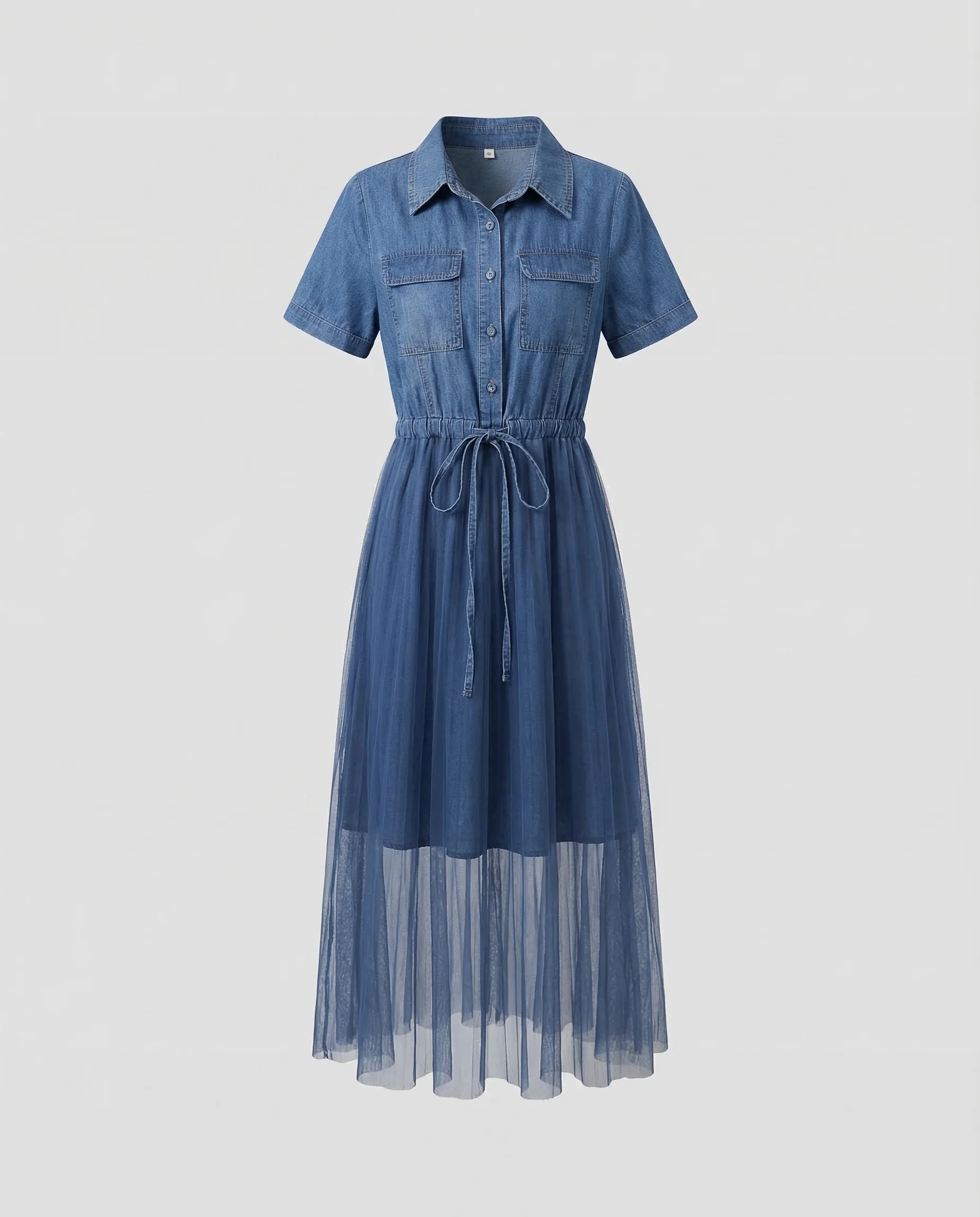 Damen Hemdblusenkleid Jeans Tüll - Image 5