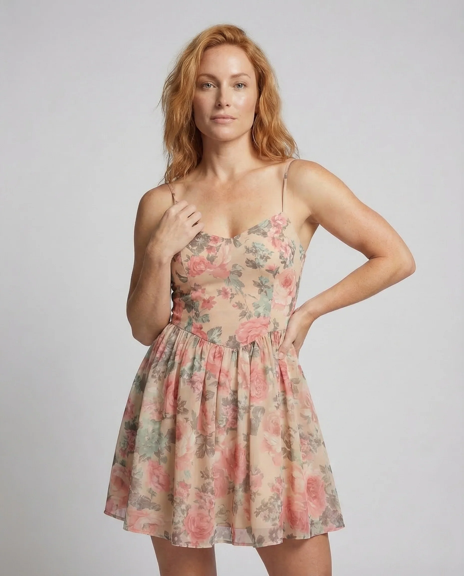 Damen Sommerkleid Spaghettiträger Chiffon - Image 2