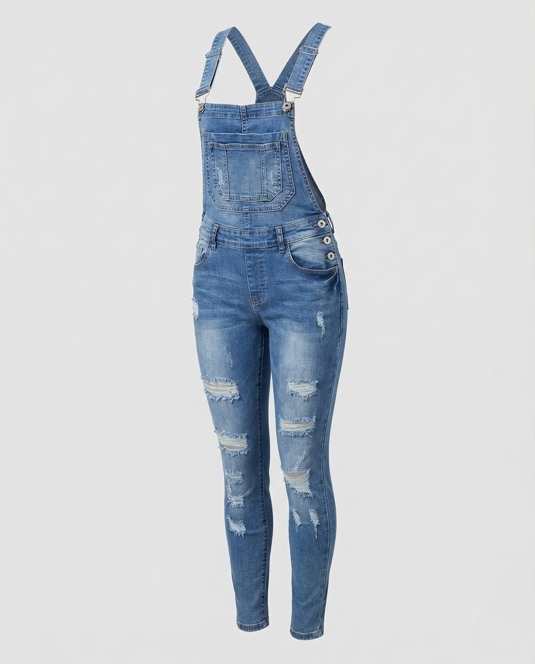 Damen Jeans Latzhose Figurbetont Röhrenform - Image 4