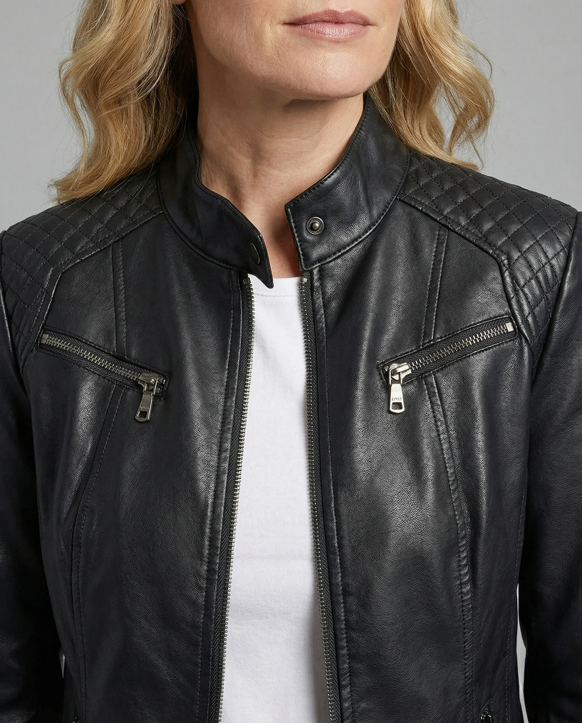 Damen Bikerjacke Kunstleder Kurzjacke - Image 3