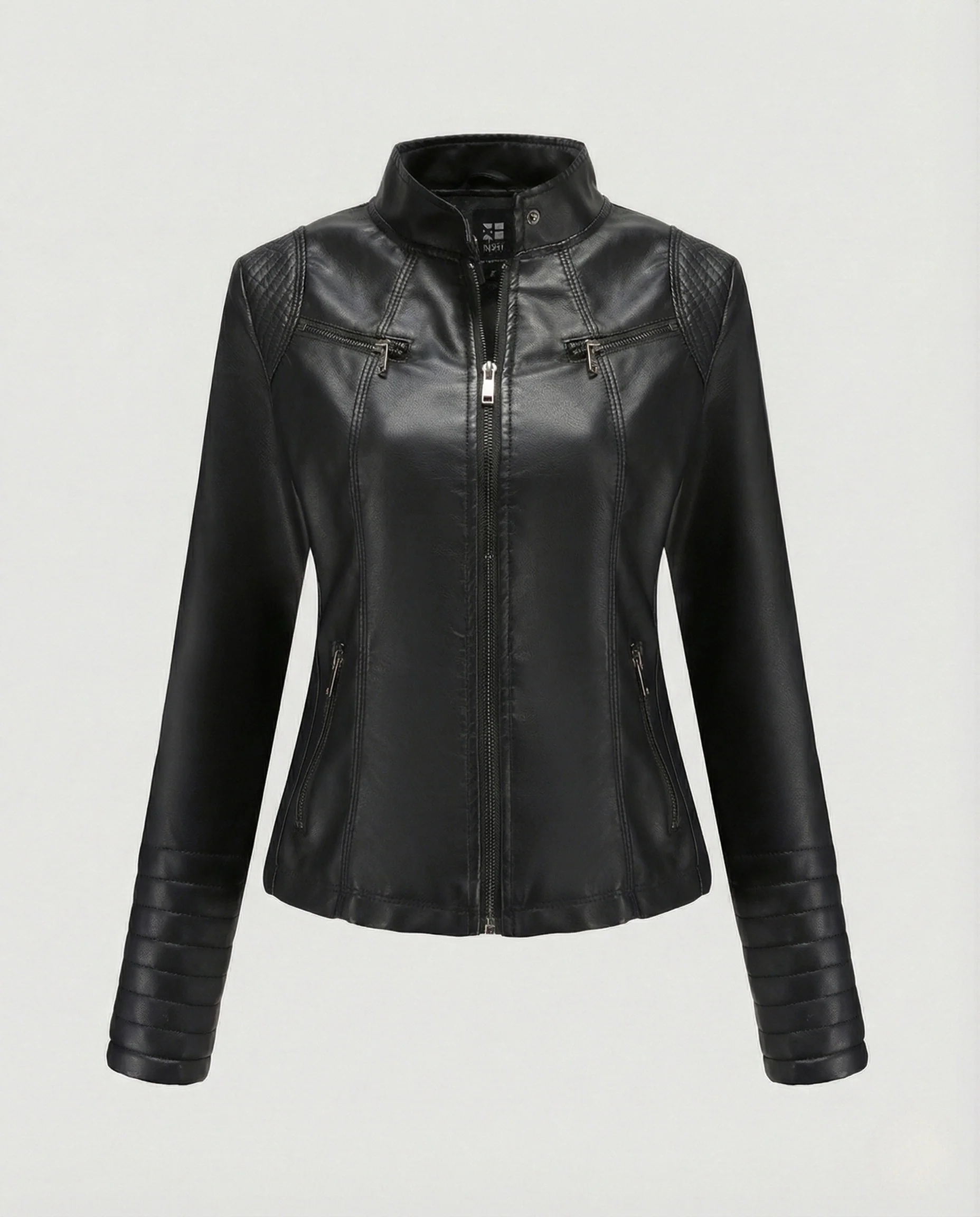 Damen Bikerjacke Kunstleder Kurzjacke - Image 5
