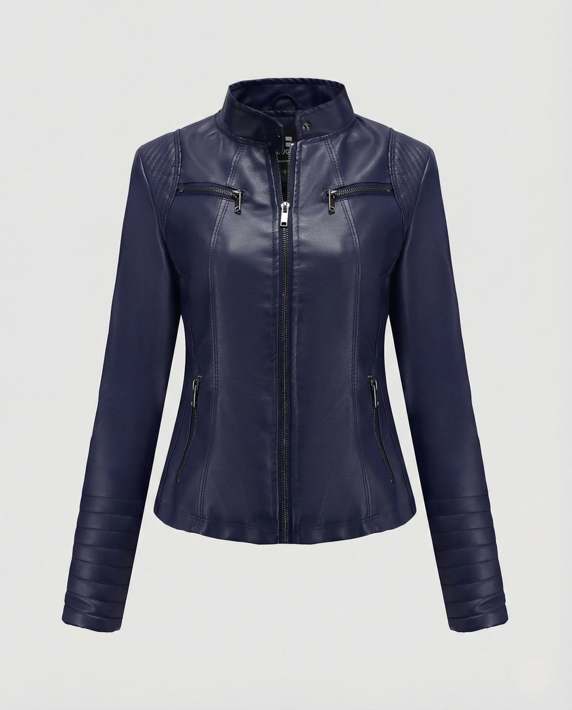 Damen Bikerjacke Kunstleder Kurzjacke - Image 6