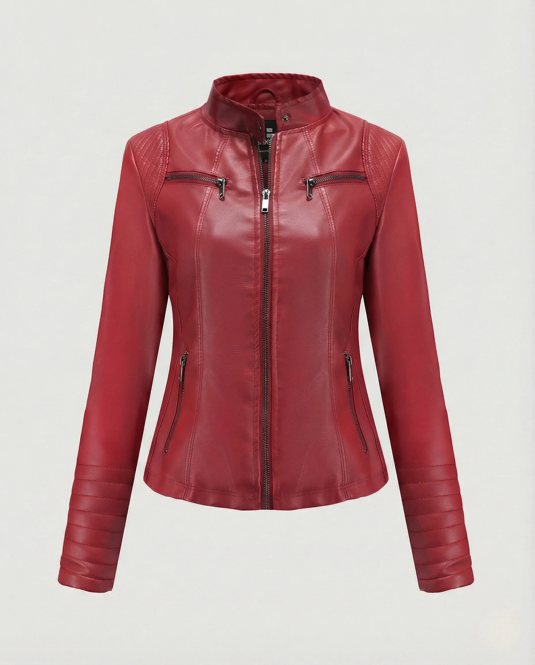 Damen Bikerjacke Kunstleder Kurzjacke - Image 7