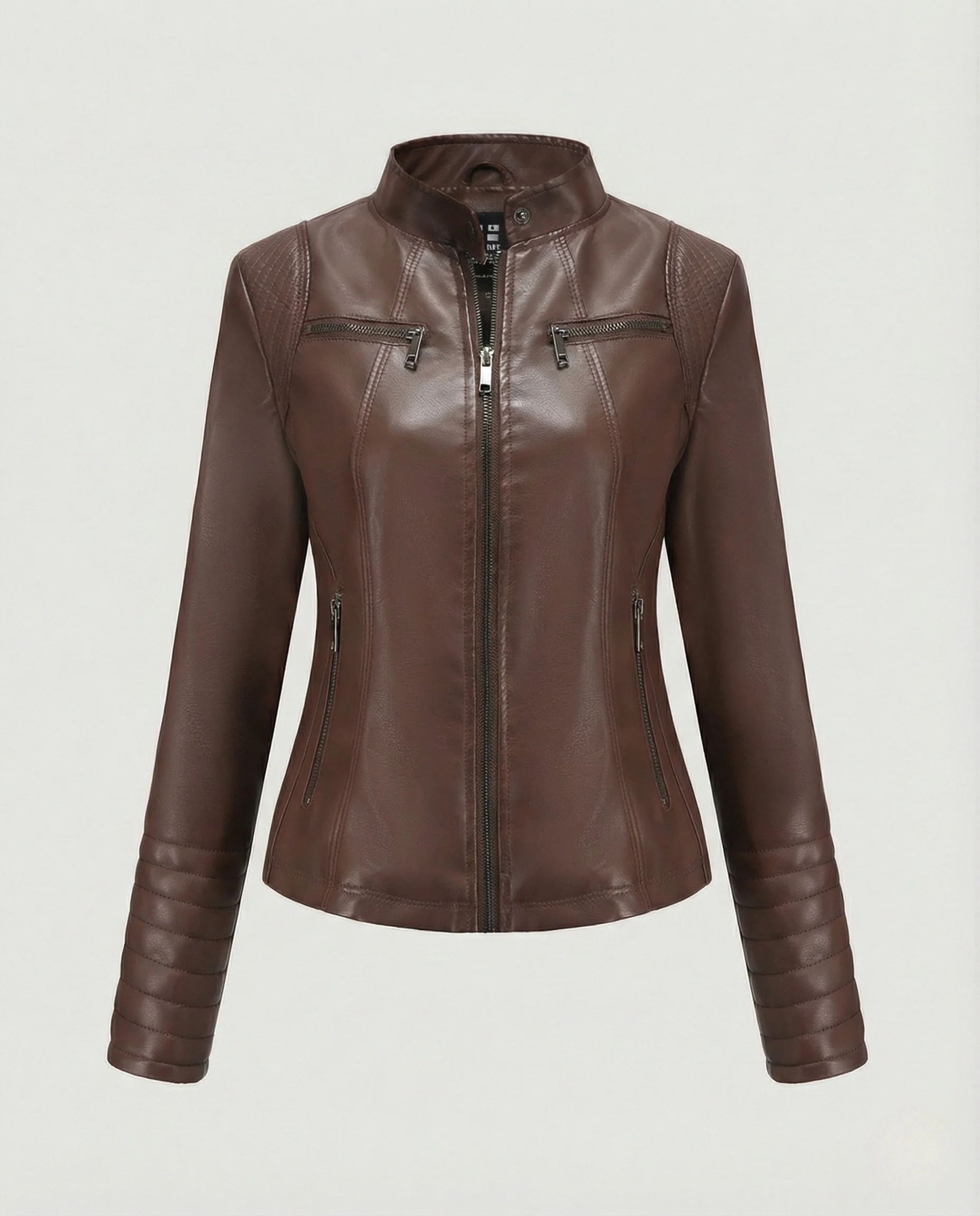 Damen Bikerjacke Kunstleder Kurzjacke - Image 8