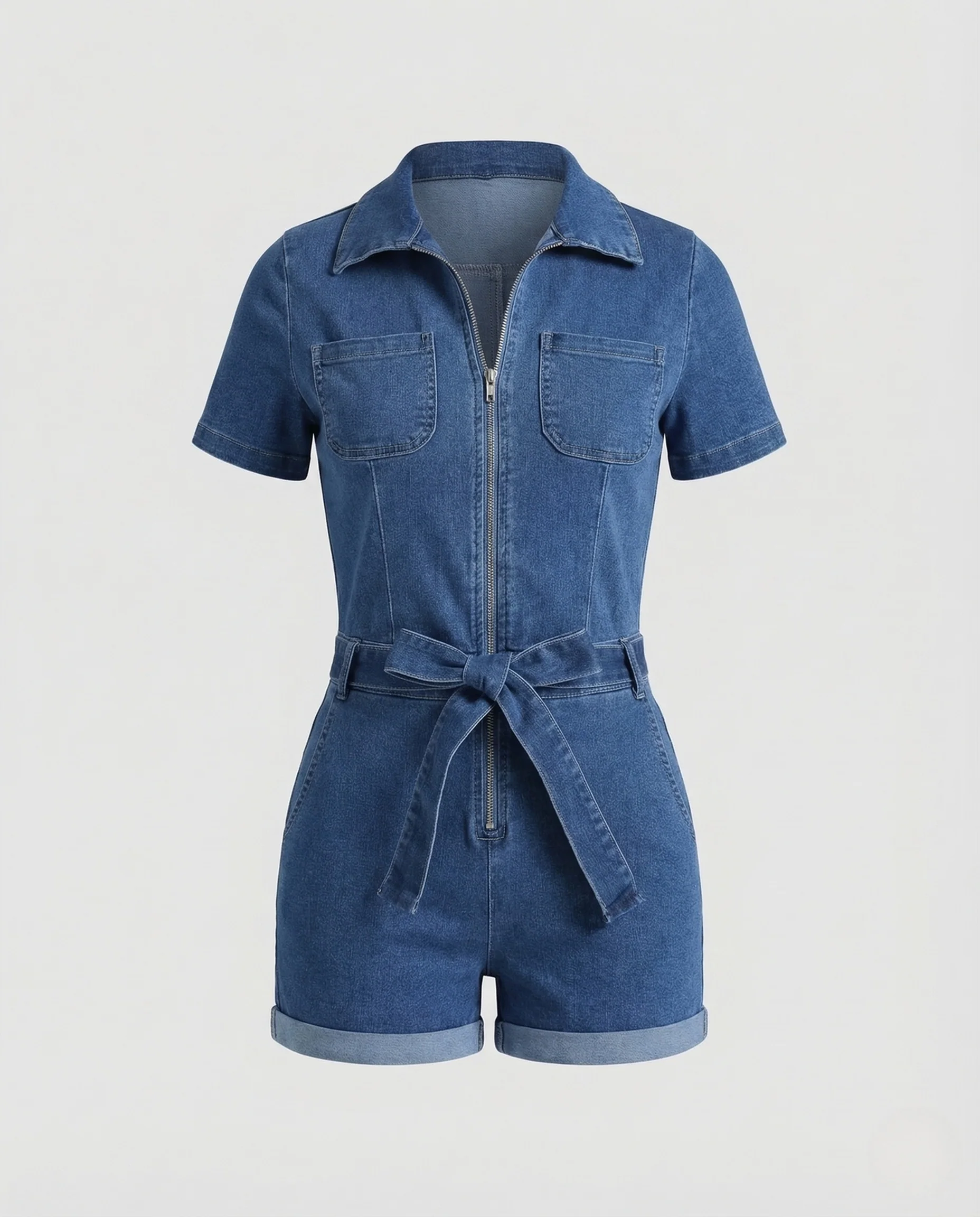 Damen Jeans Overall mit Bindegürtel - Image 4