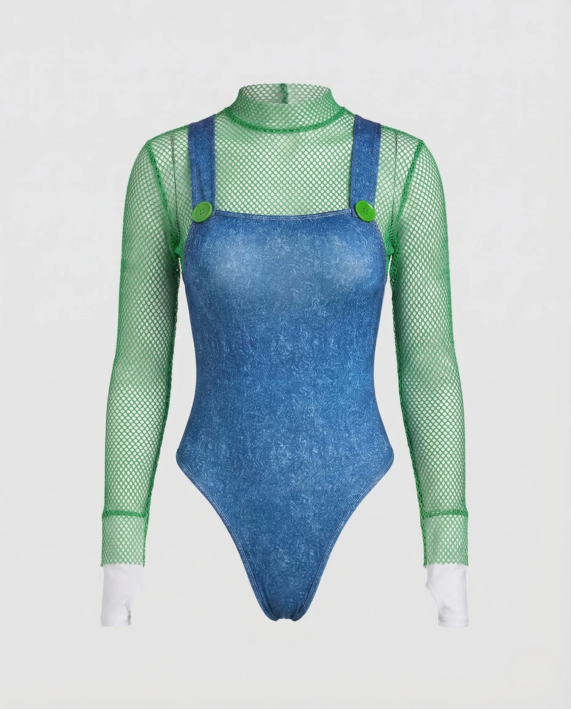 Damen Neckholder Body Figurbetont Hoher Beinausschnitt Knopfdetails - Image 4