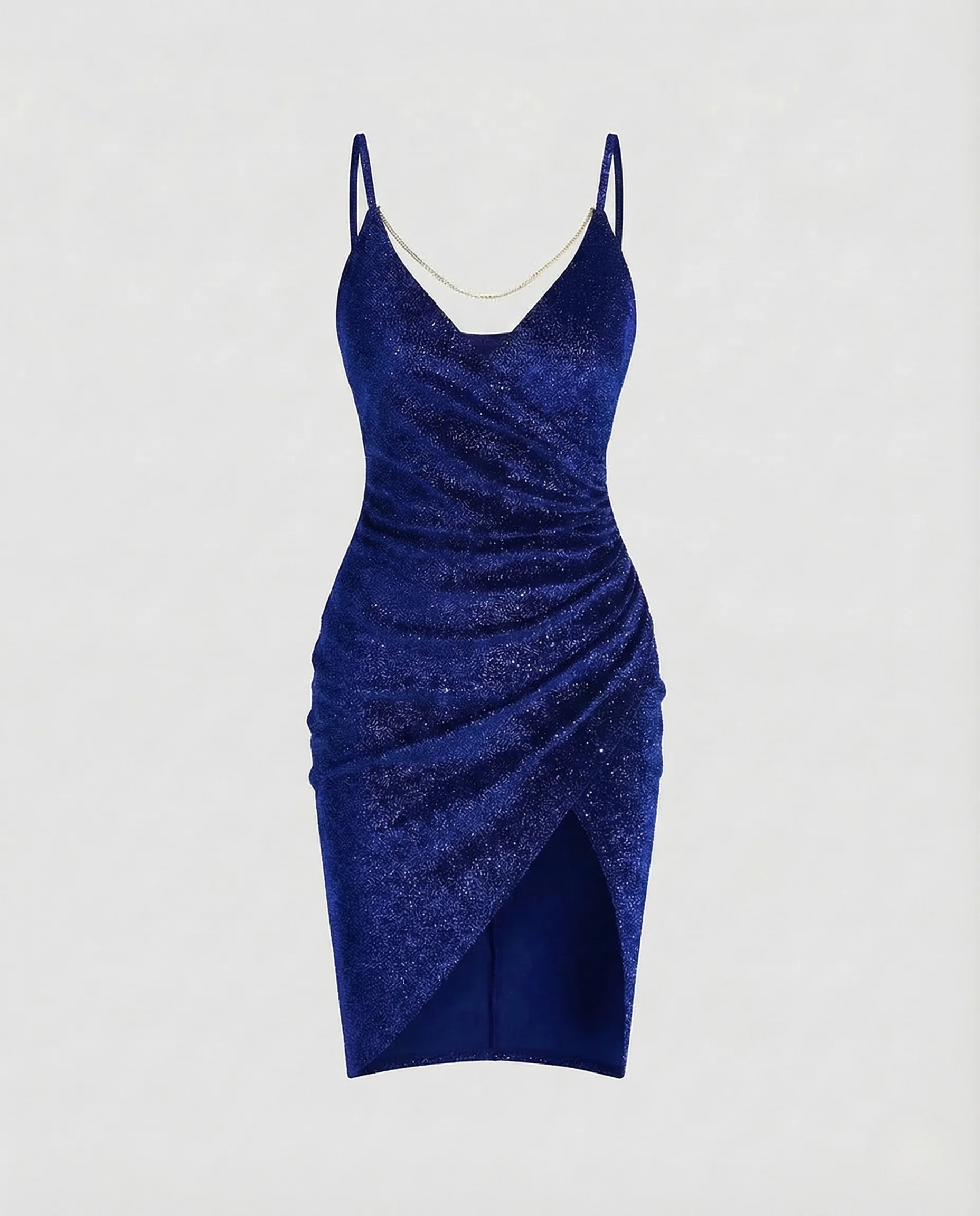 Damen Abendkleid Raffung Kettendetail - Image 10