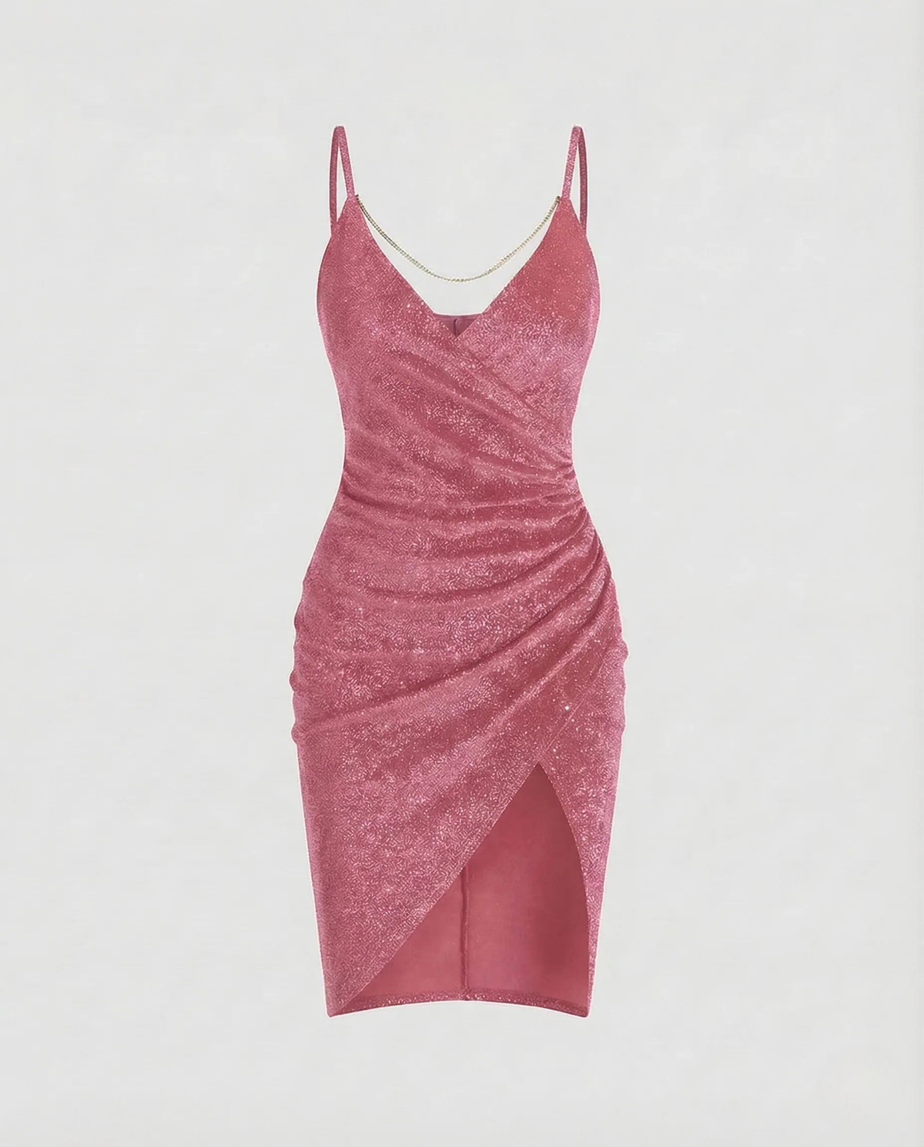 Damen Abendkleid Raffung Kettendetail - Image 6