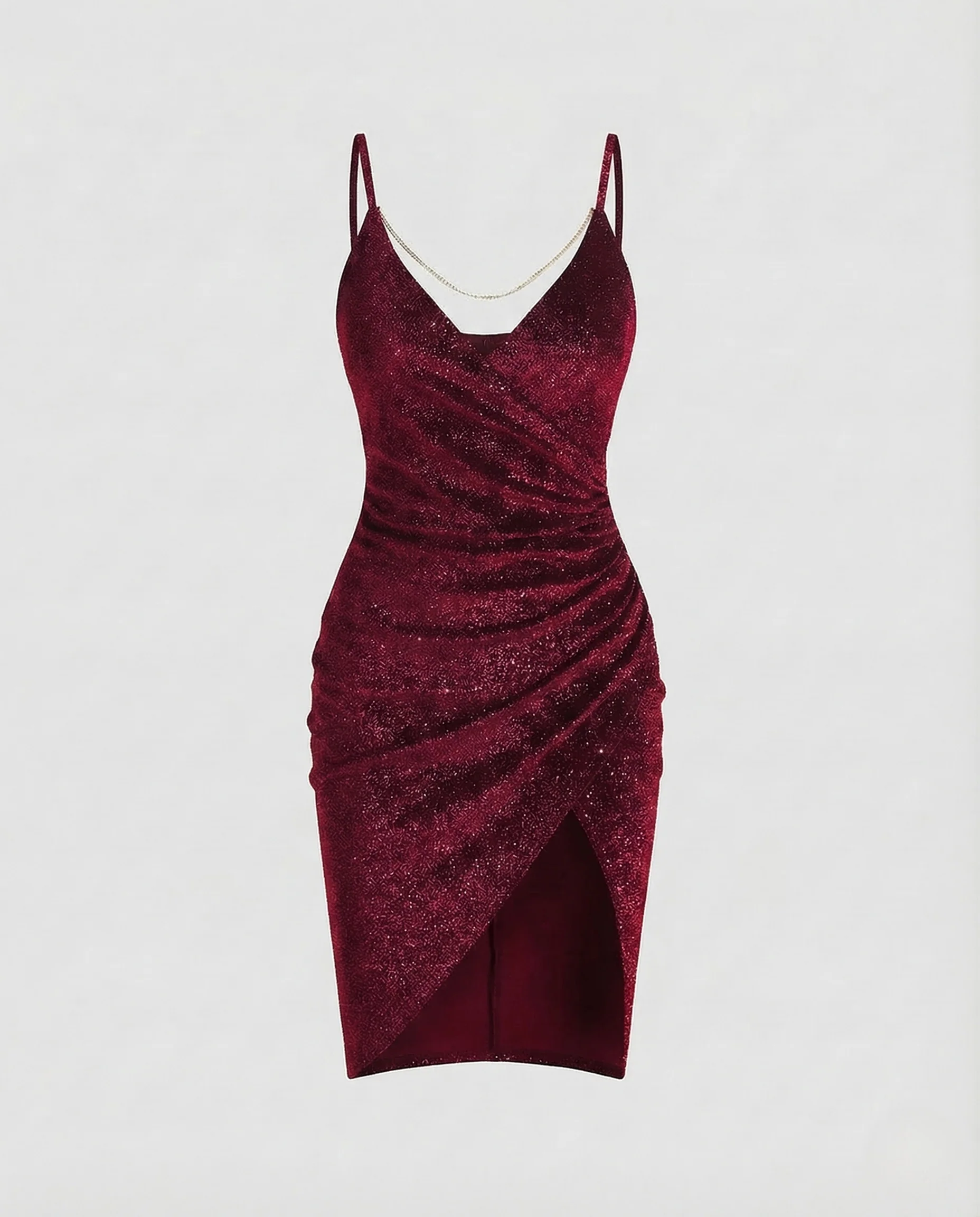 Damen Abendkleid Raffung Kettendetail - Image 7