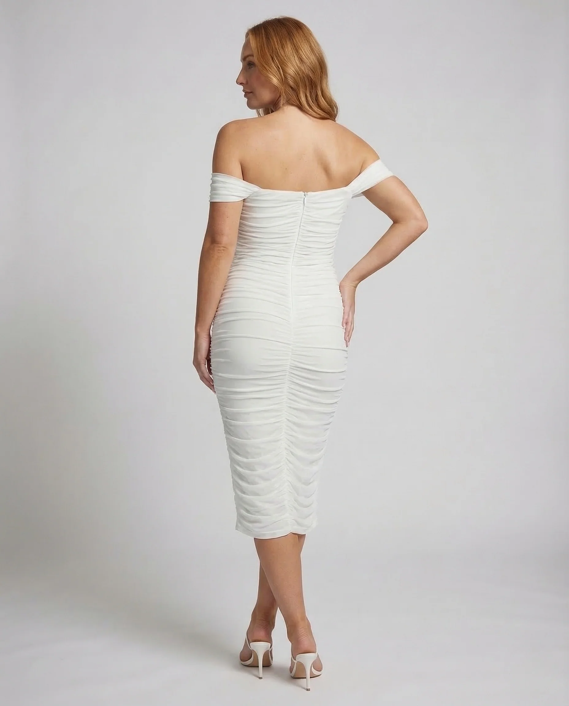 Damen Carmen Midikleid Raffung - Image 3