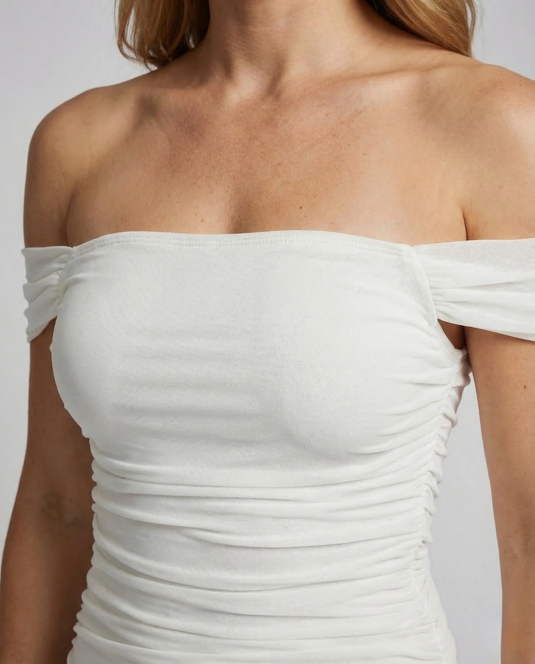 Damen Carmen Midikleid Raffung - Image 4