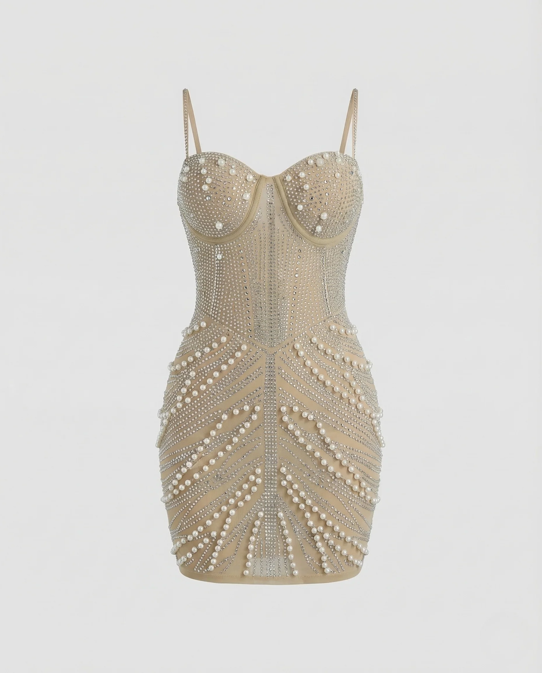 Damen Corsagen Minikleid Strass Mesh - Image 5