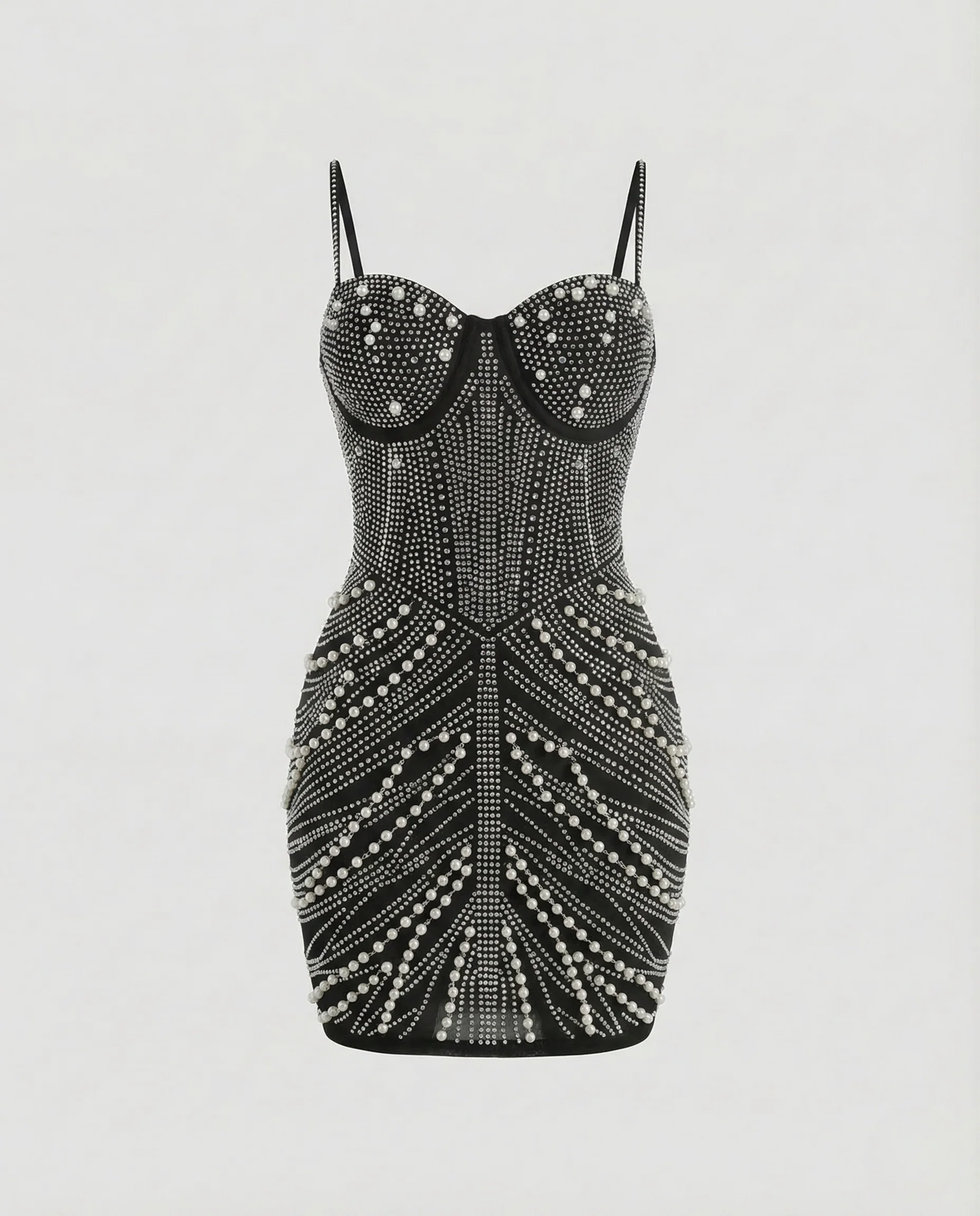 Damen Corsagen Minikleid Strass Mesh - Image 6