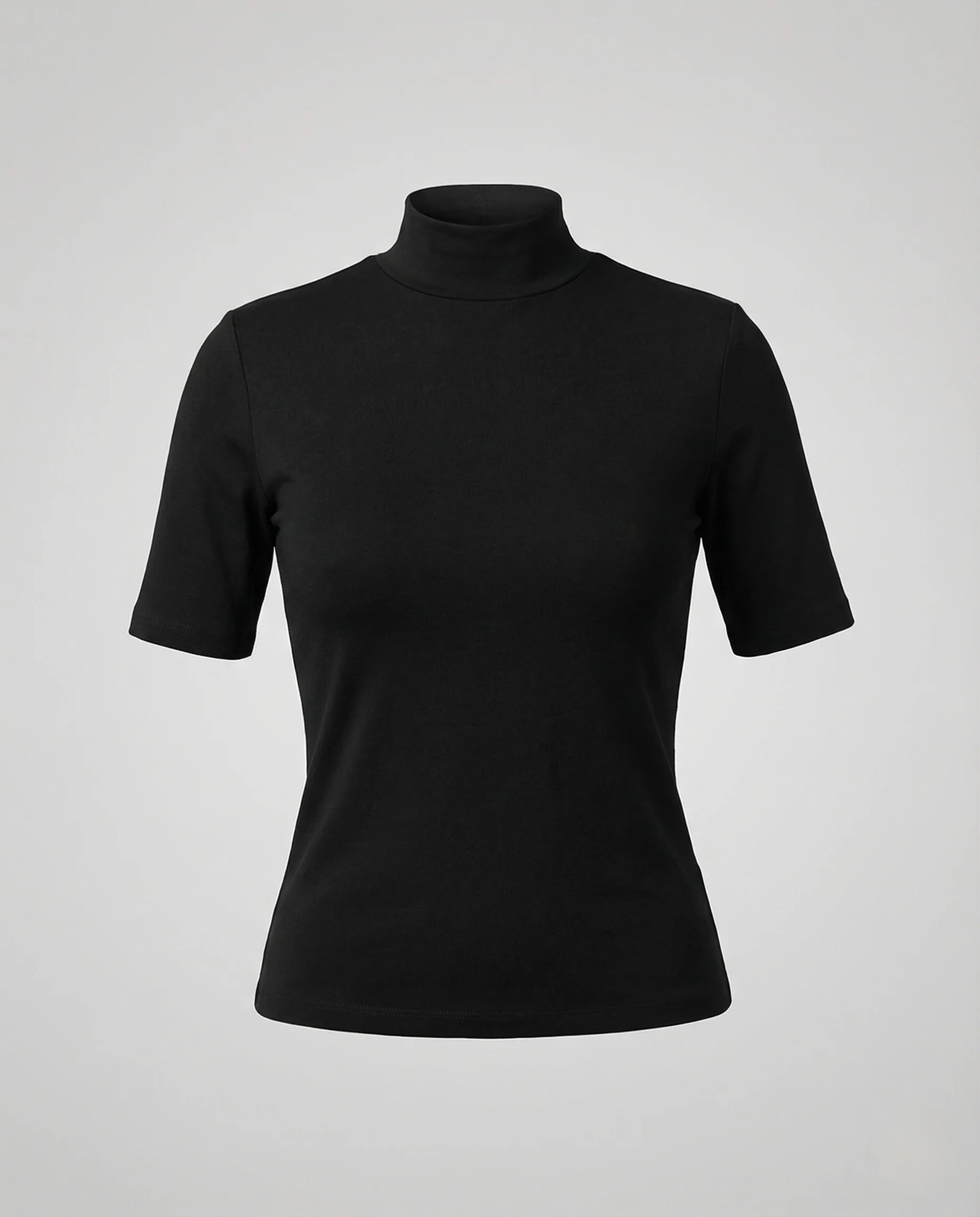 Damen Feinstrick Rollkragen Shirt Figurbetont Kurzarm - Image 5