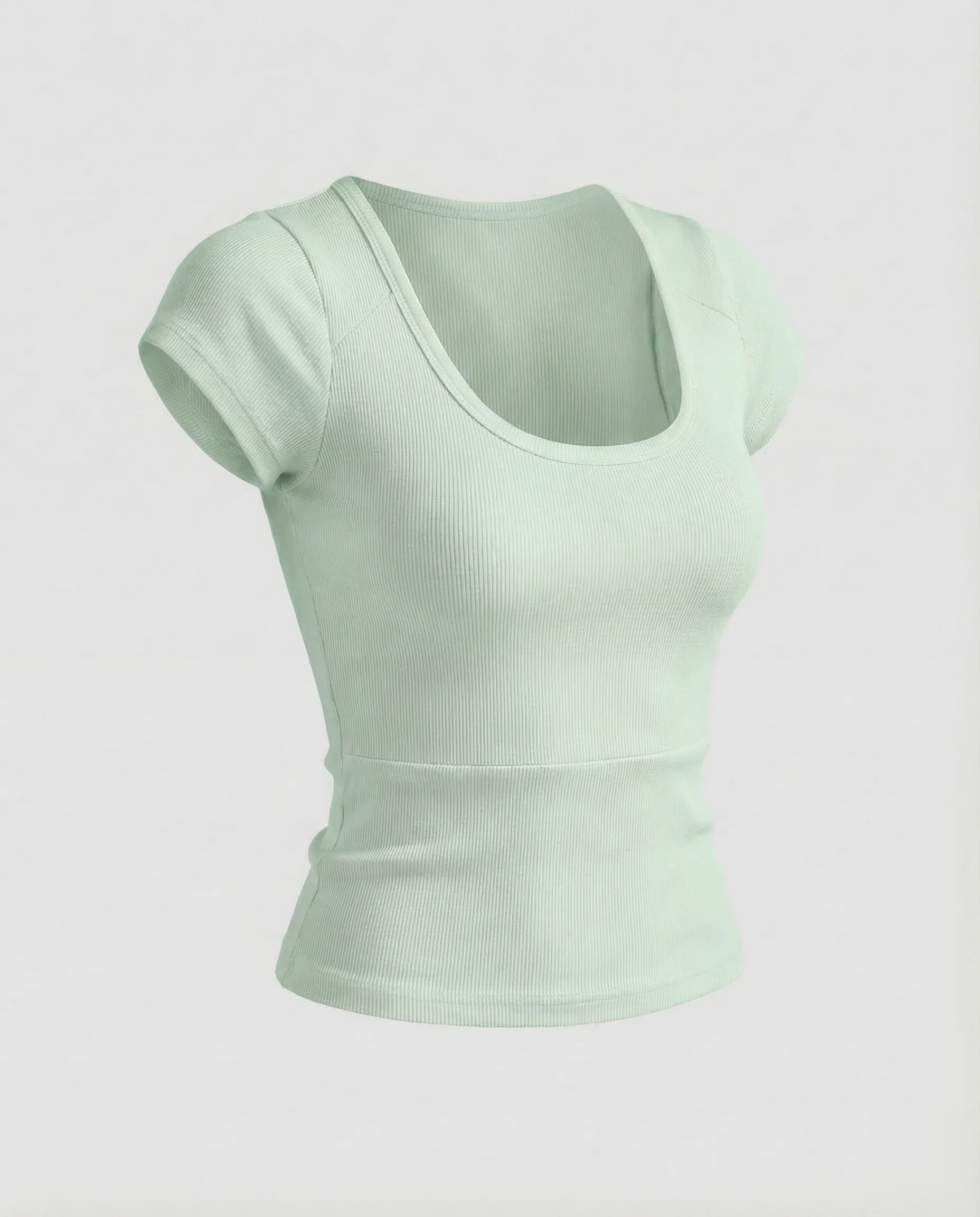 Damen Ripp Kurzshirt Rundhals - Image 10