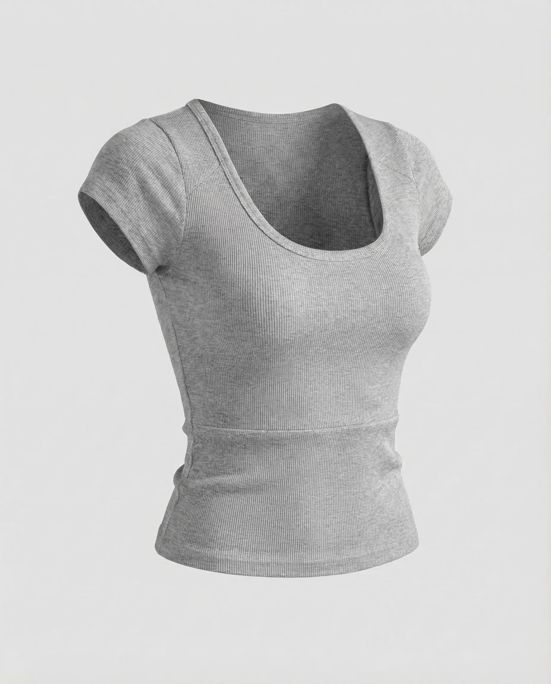 Damen Ripp Kurzshirt Rundhals - Image 6