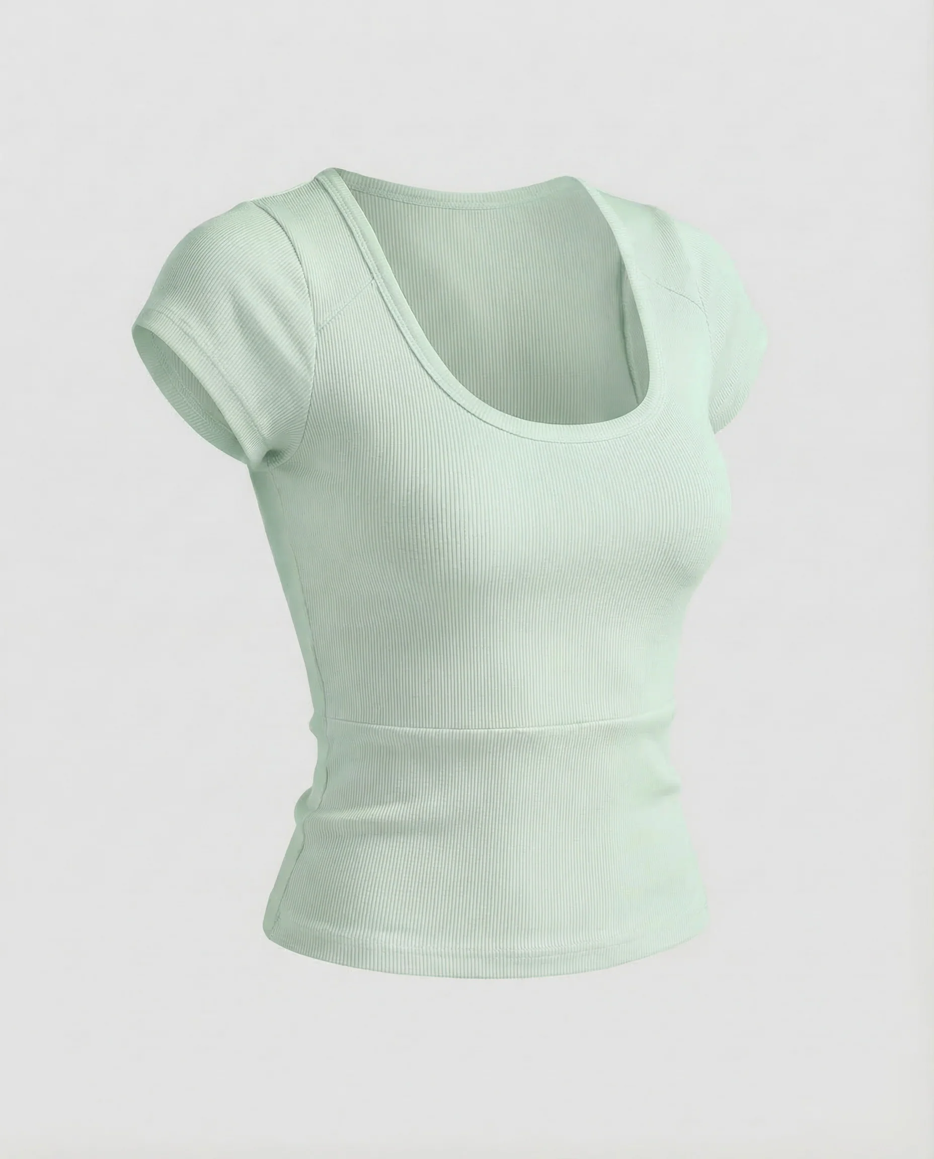 Damen Ripp Kurzshirt Rundhals - Image 8
