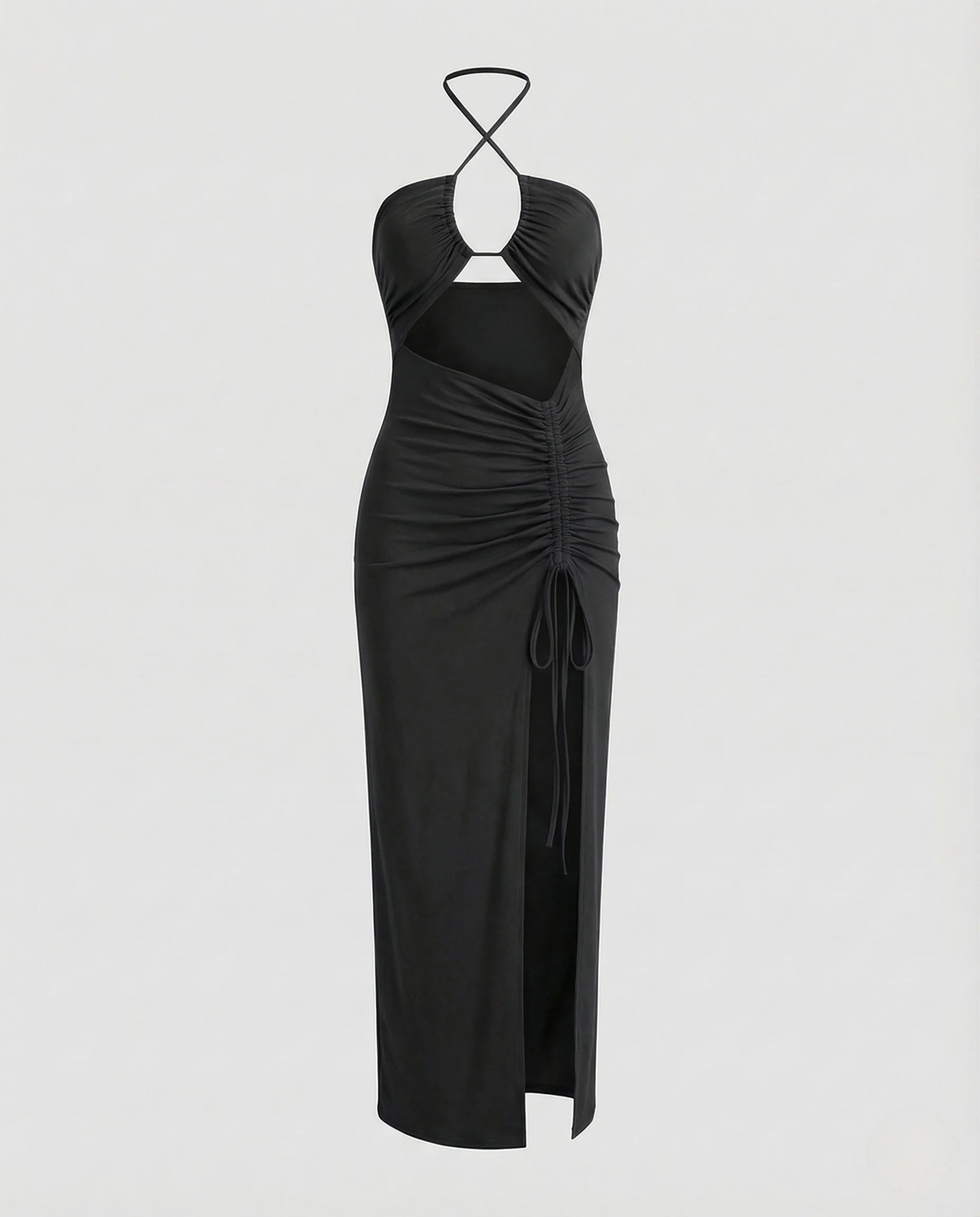 Damen Halterkleid Schlitz Raffung - Image 7