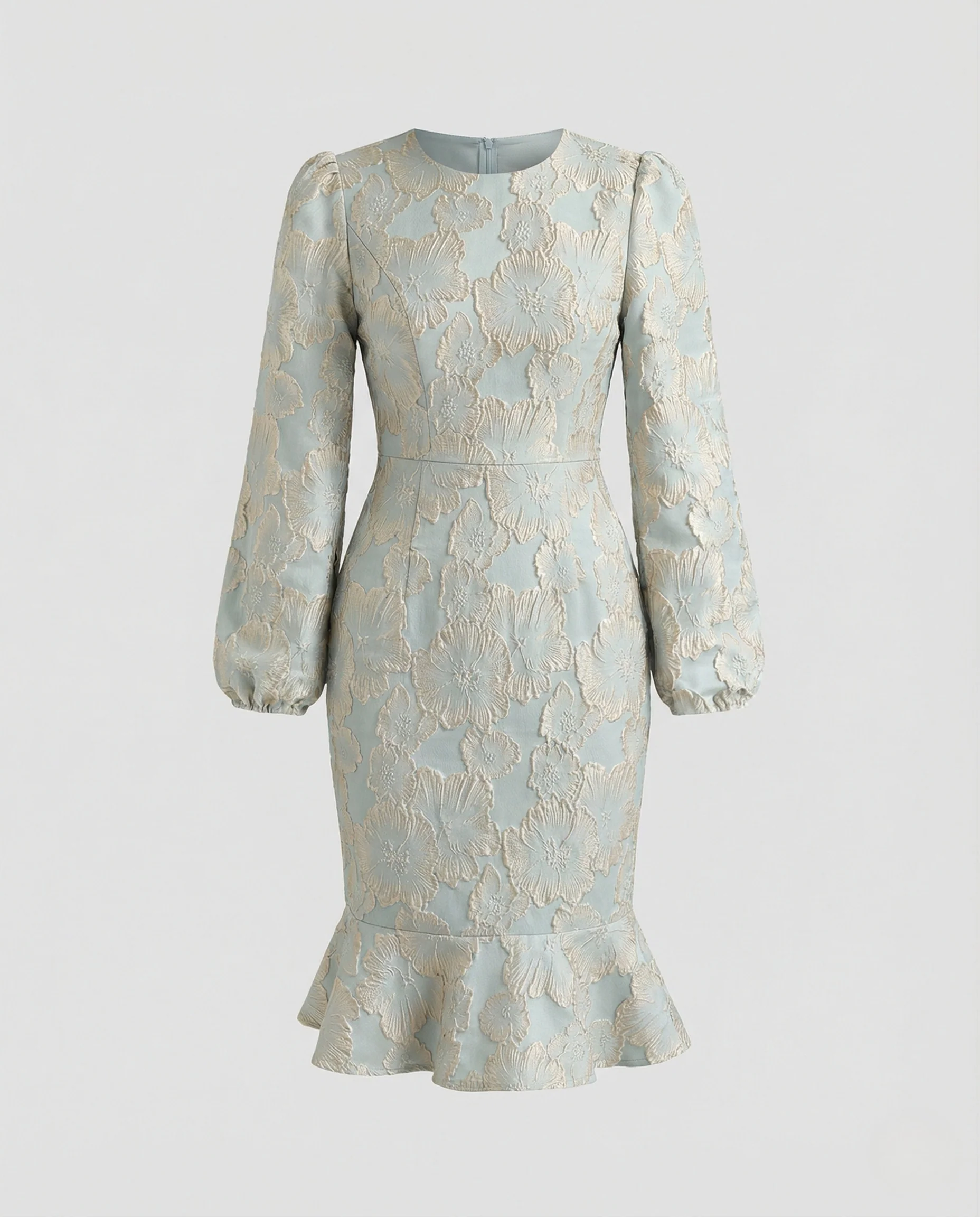 Damen Jacquard-Midikleid mit Ballonärmeln - Image 5