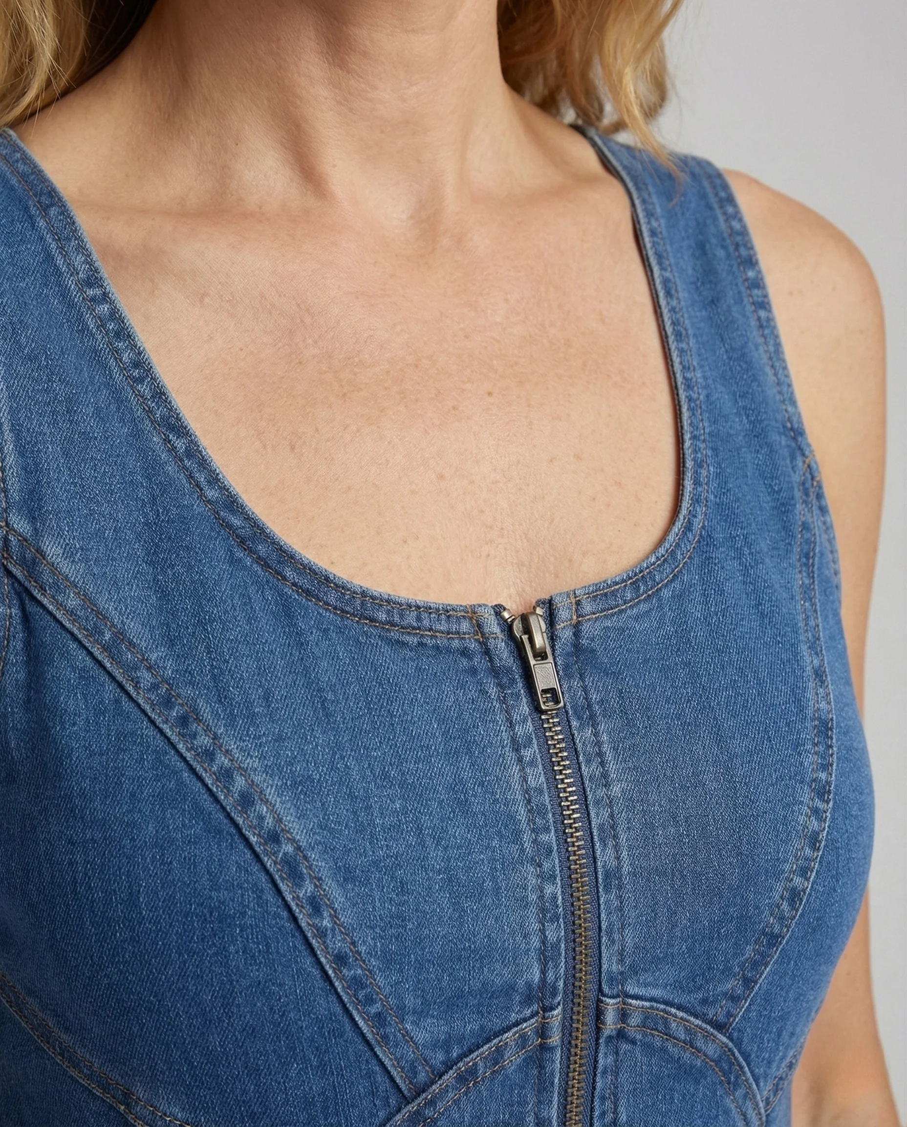Damen Jeans Midikleid Reißverschluss - Image 3