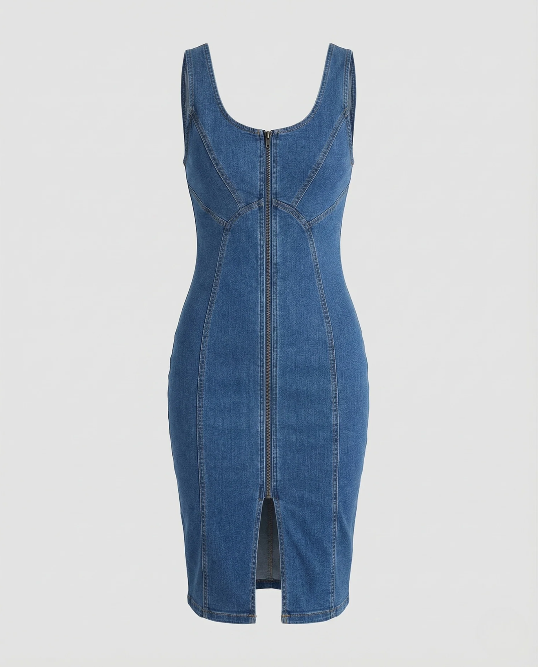 Damen Jeans Midikleid Reißverschluss - Image 5