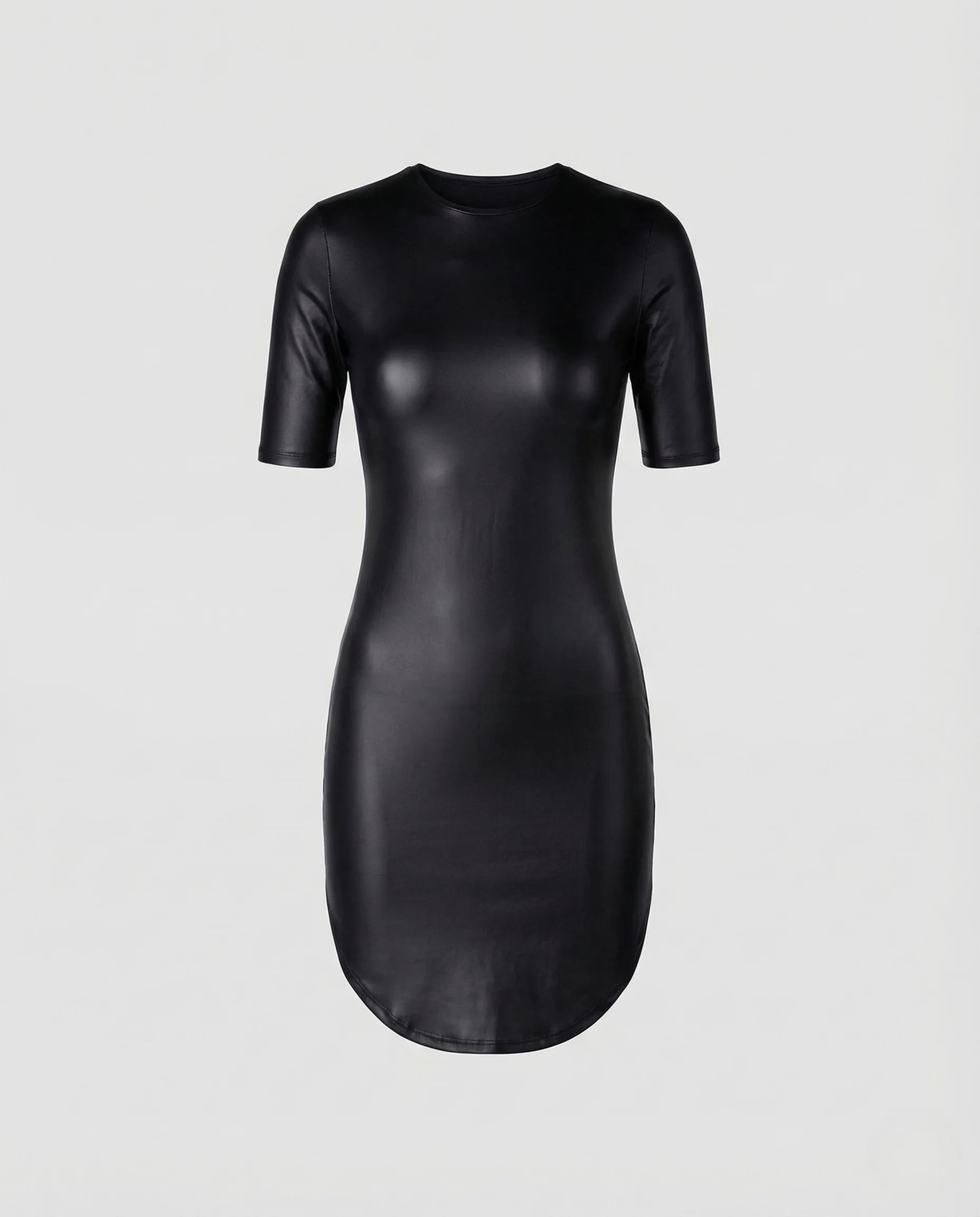 Damen Kunstleder Minikleid Figurbetont Kurzarm - Image 5