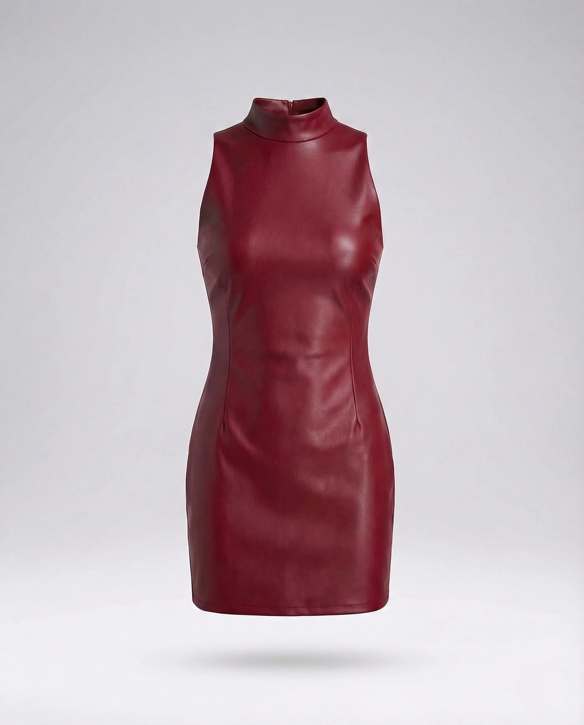 Damen Kunstleder Minikleid Ärmellos - Image 7