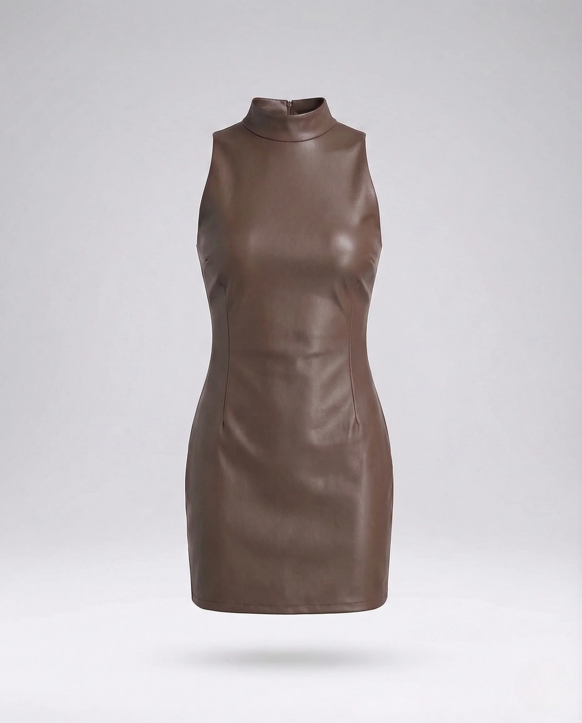 Damen Kunstleder Minikleid Ärmellos - Image 8