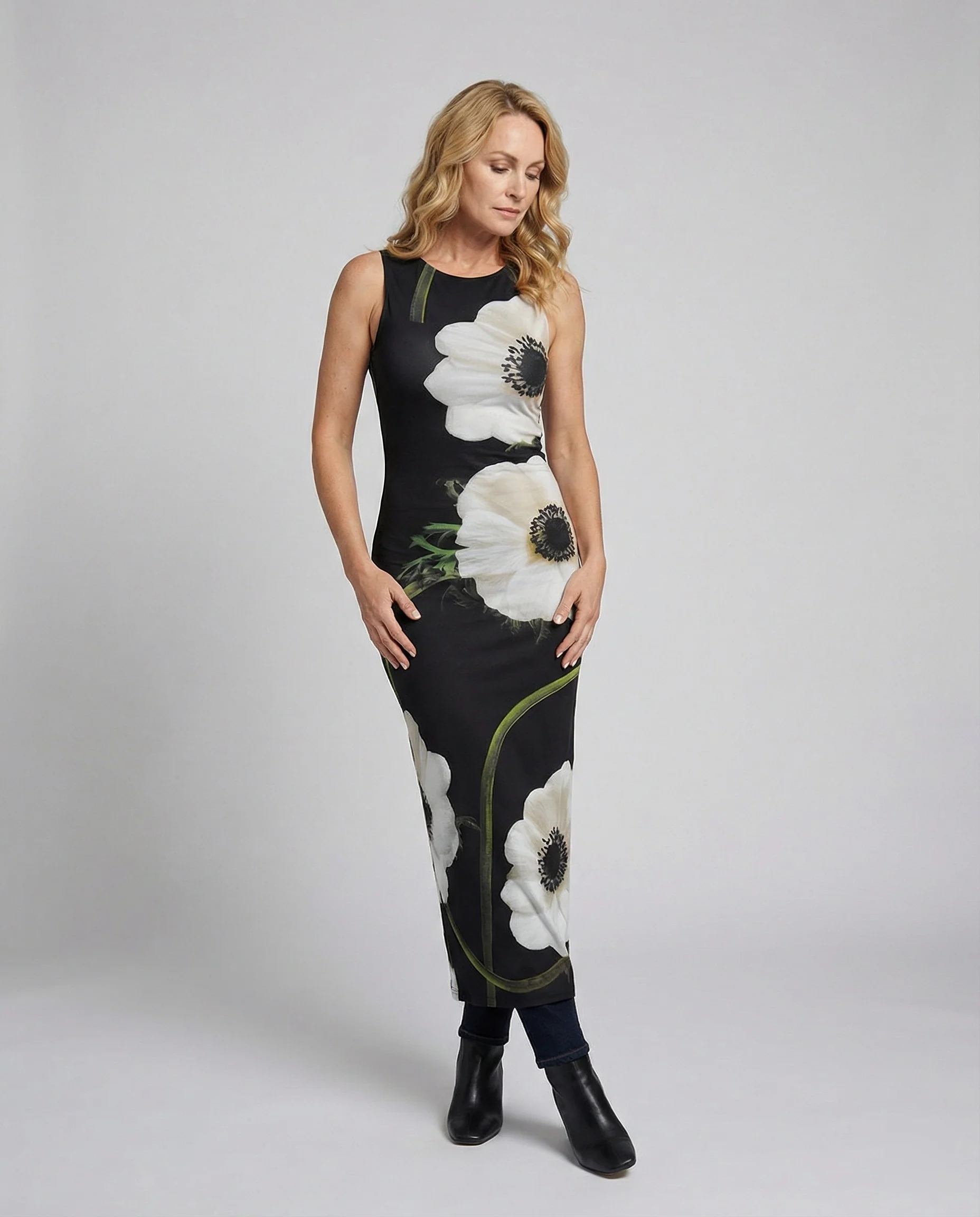 Blumenkleid Maxikleid Damen Figurbetont - Image 2