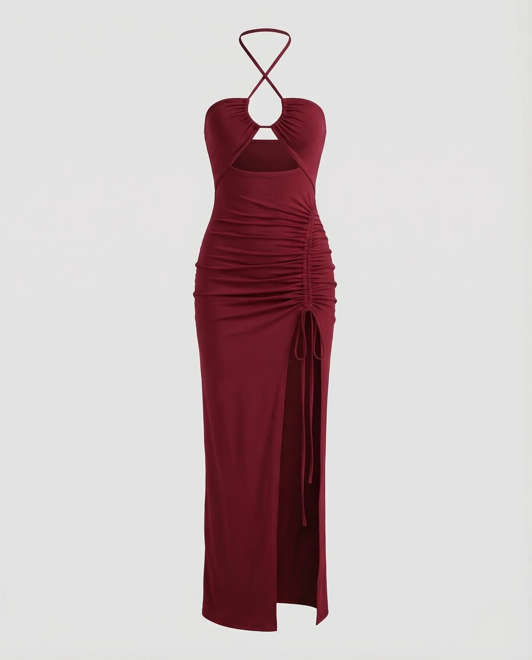 Damen Halter Maxikleid Schlitz - Image 5