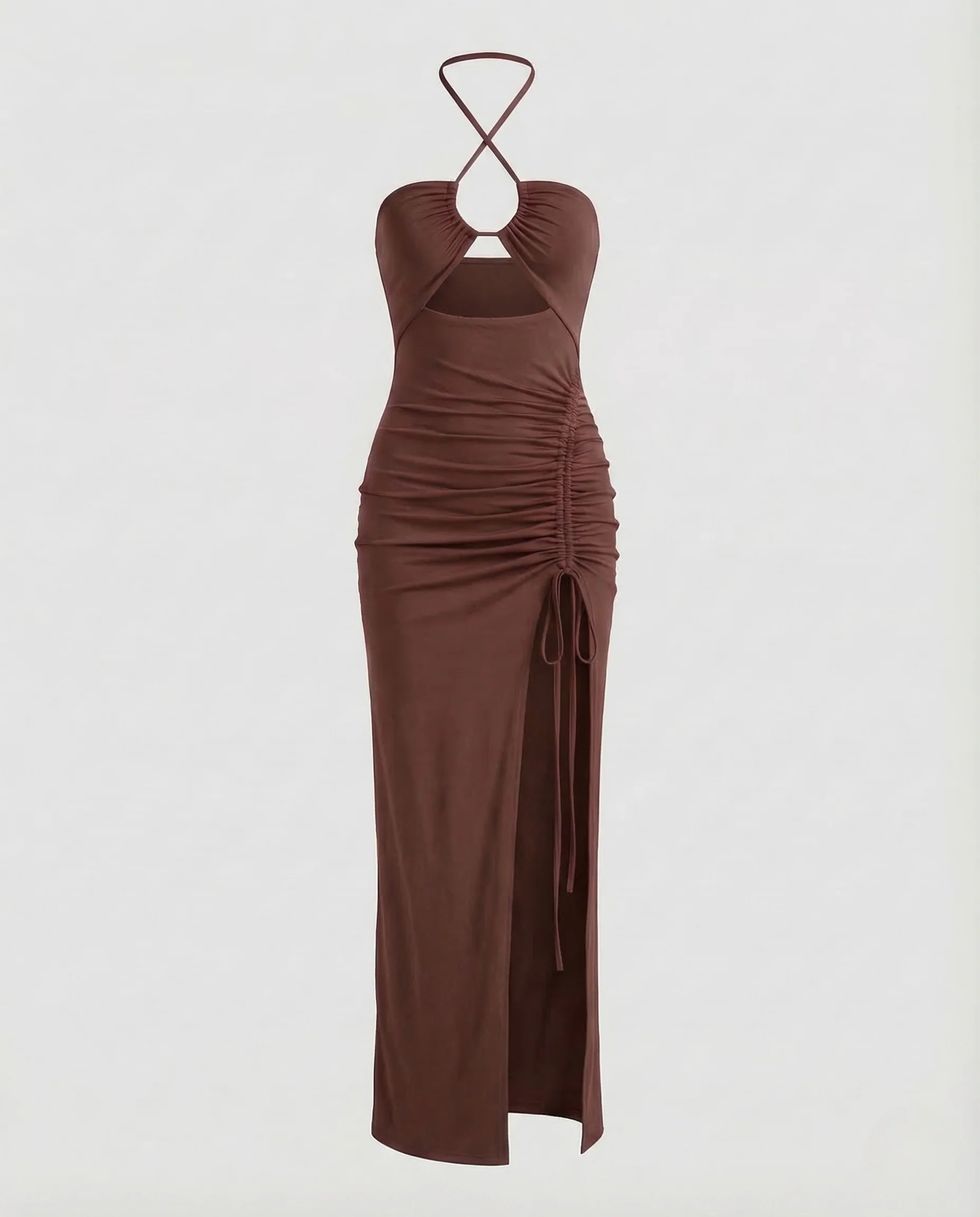 Damen Halter Maxikleid Schlitz - Image 6