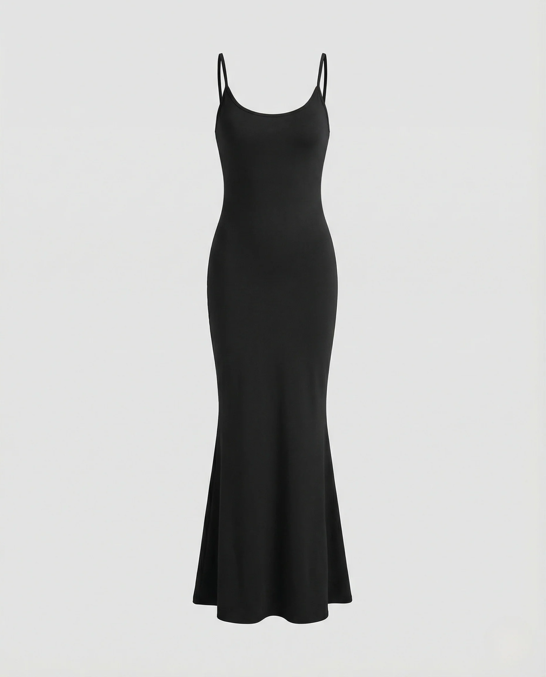 Figurbetontes Maxikleid mit Spaghettiträgern und Trompeten-Saum aus Stretchjersey Heidi Mode - Image 5