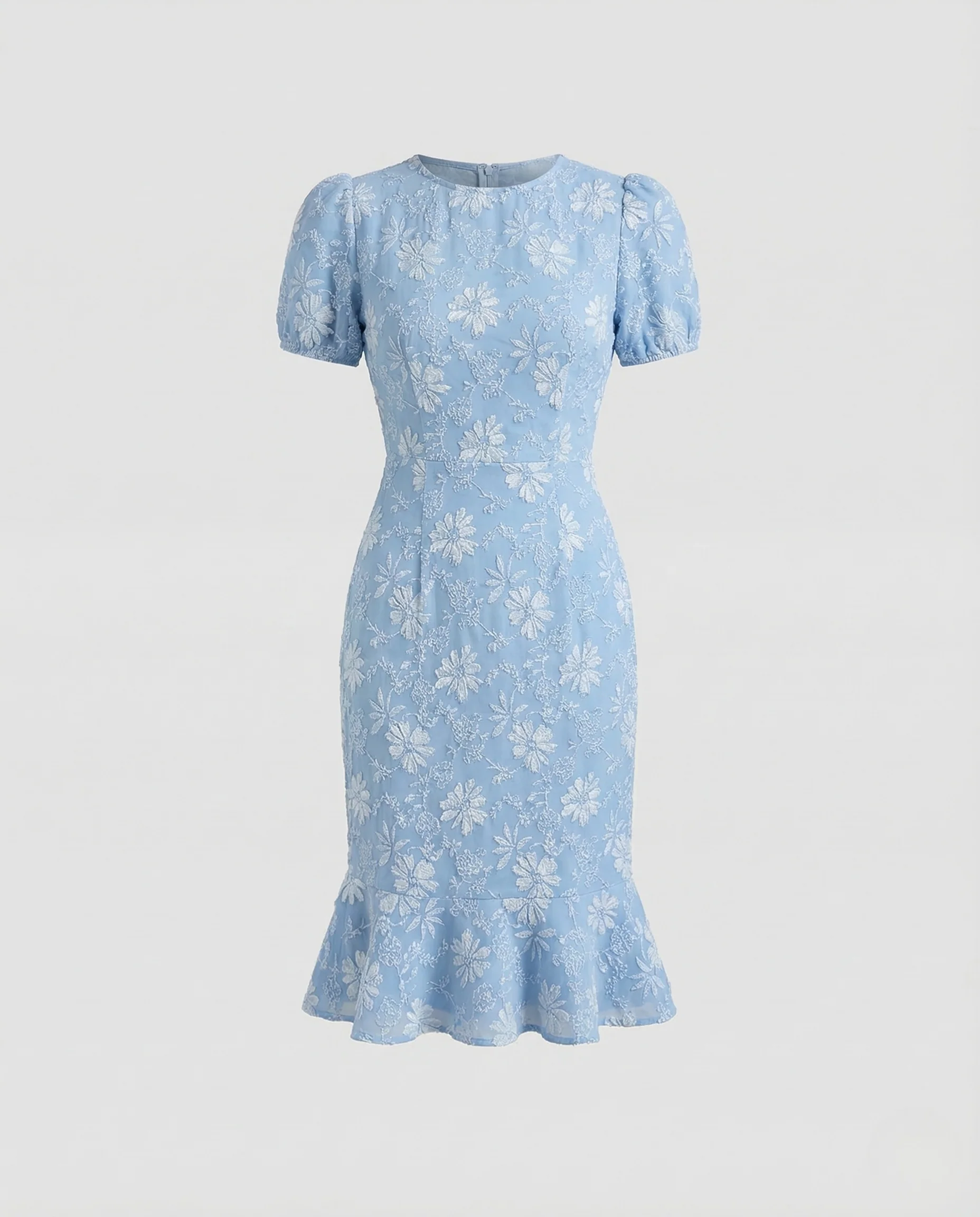 Damen Jacquard Midikleid Puffärmel - Image 5