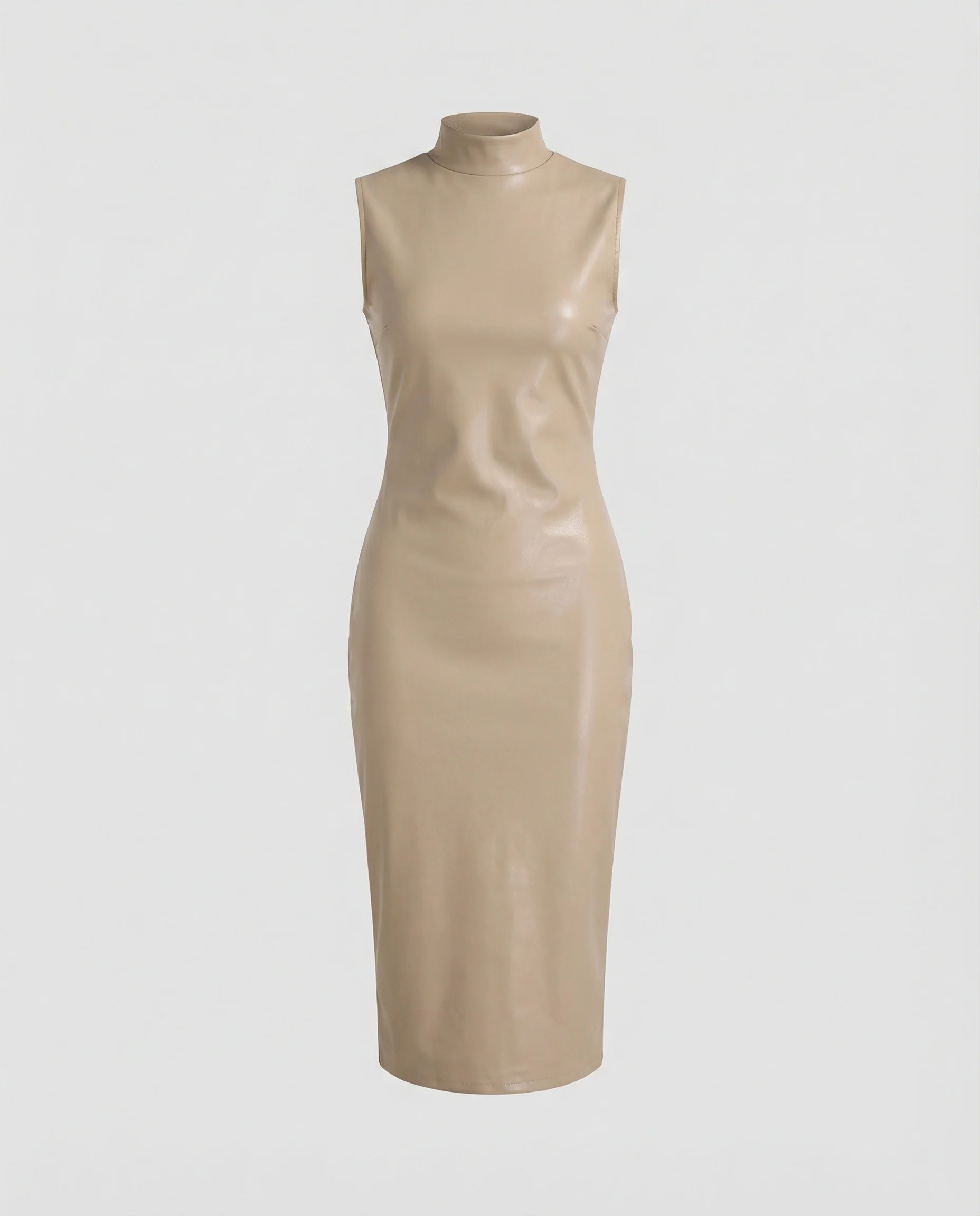 Damen Midikleid Lederoptik figurbetont - Image 4