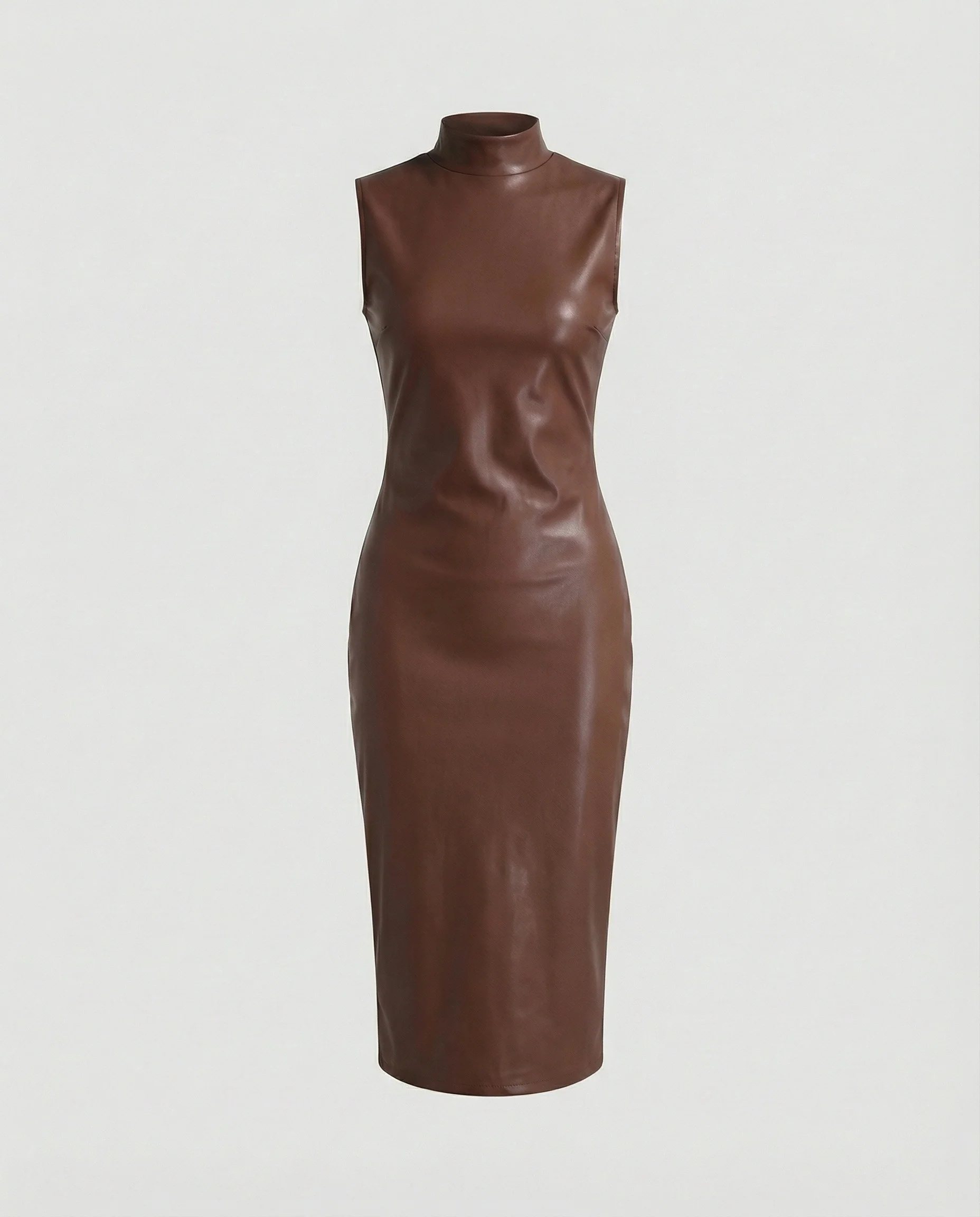 Damen Midikleid Lederoptik figurbetont - Image 5